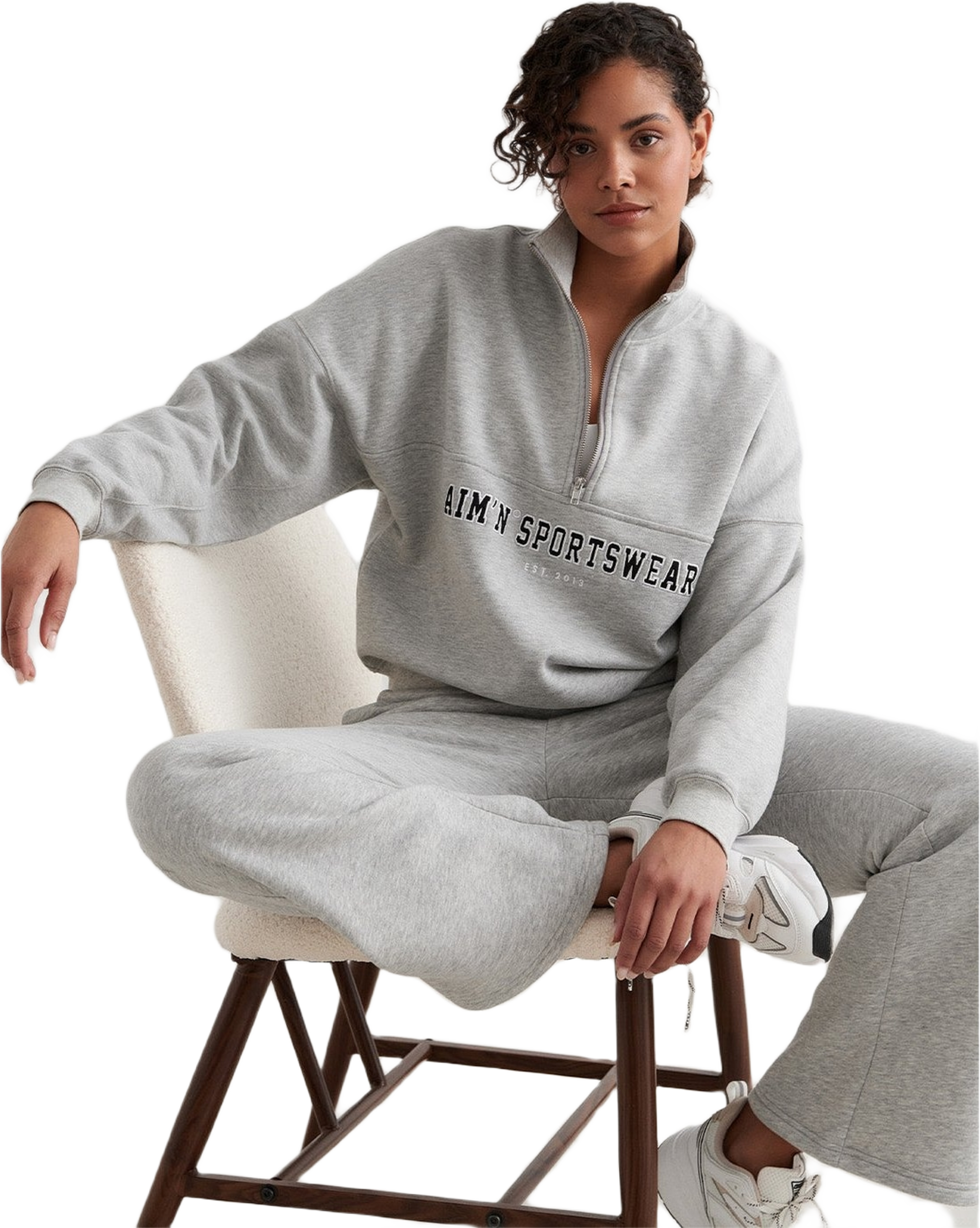 Grey Melange Varsity Sweat Half Zip