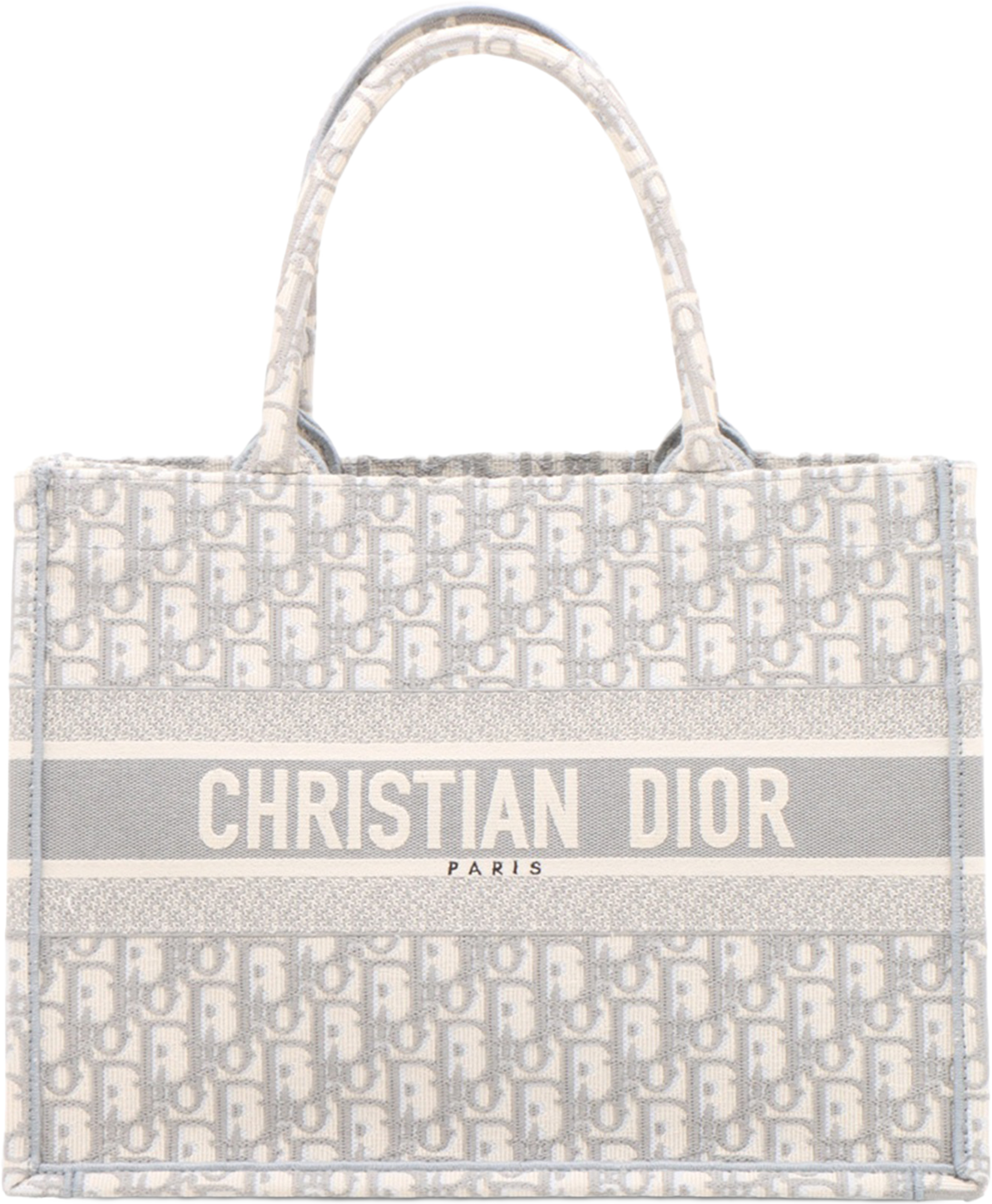 Dior Medium Oblique Canvas Book Tote, från Luxclusif, i färgen light gray. Klicka för att öppna bilden i stort format
