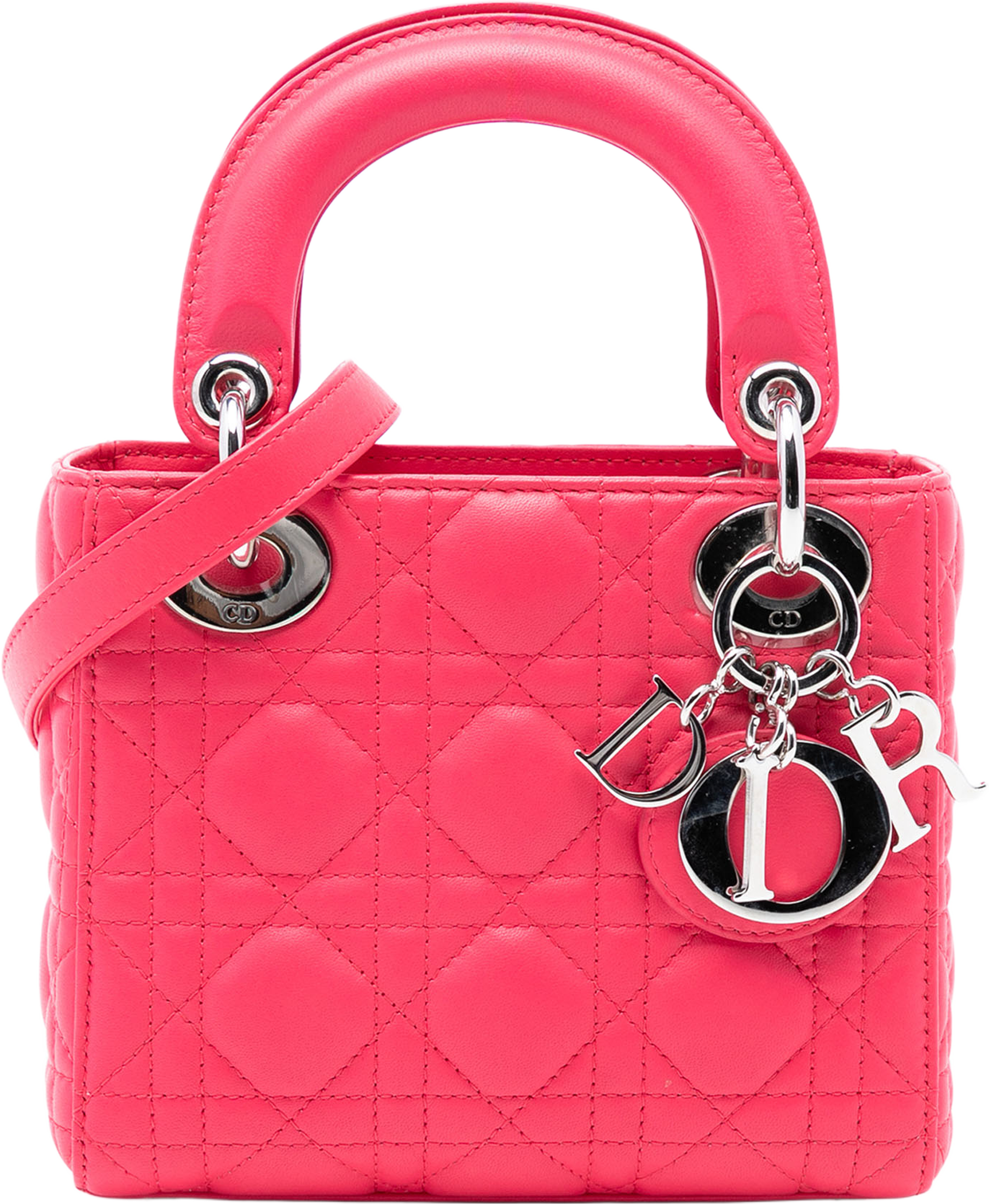 Dior Mini Lambskin Cannage Lady Dior, från Luxclusif, i färgen blush. Klicka för att öppna bilden i stort format