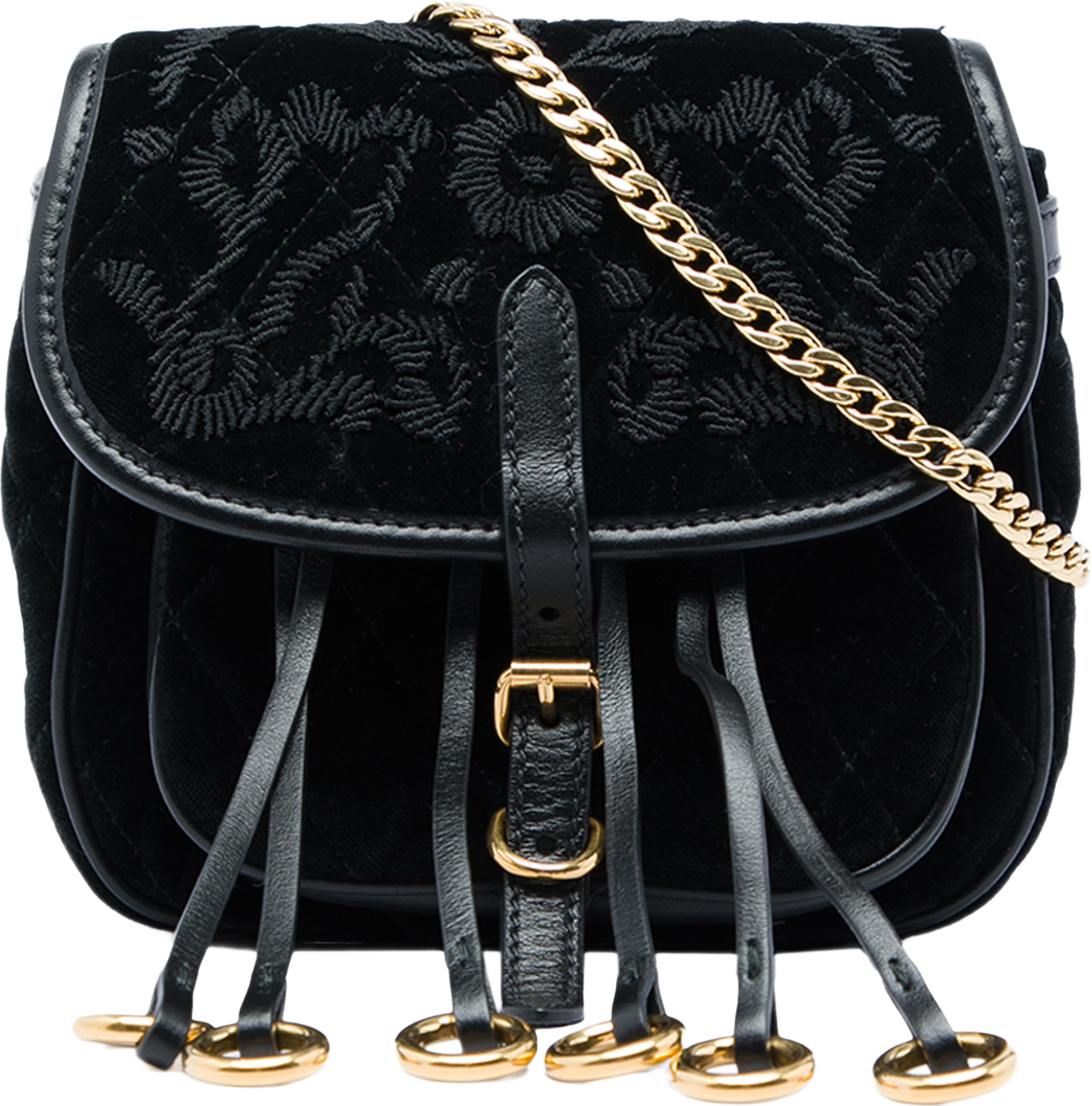 Prada Impuntu Embroidered Velluto Corsaire Convertible Belt Bag, från Luxclusif, i färgen svart. Klicka för att öppna bilden i stort format