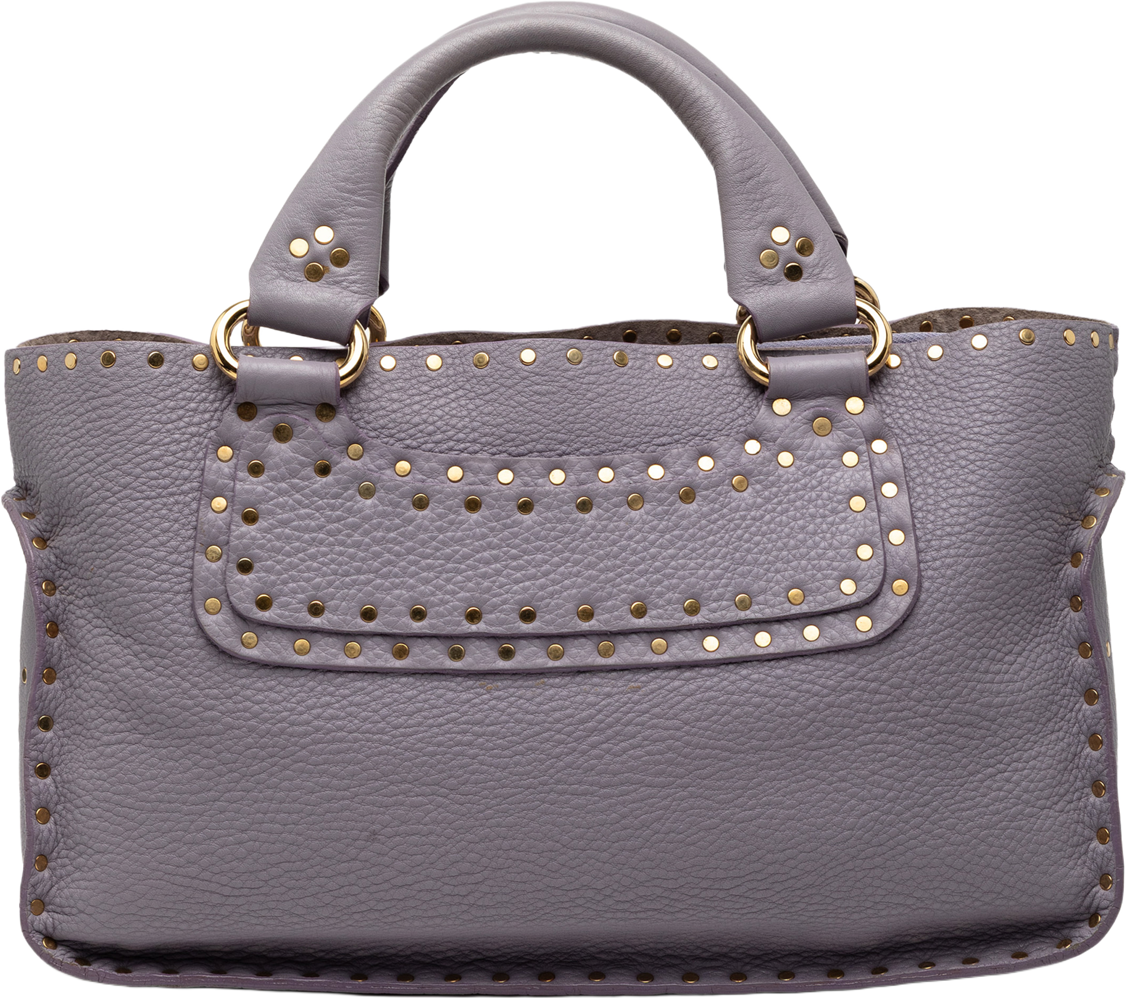 Celine Studded Calfskin Boogie Handbag, från Luxclusif, i färgen lilac. Klicka för att öppna bilden i stort format