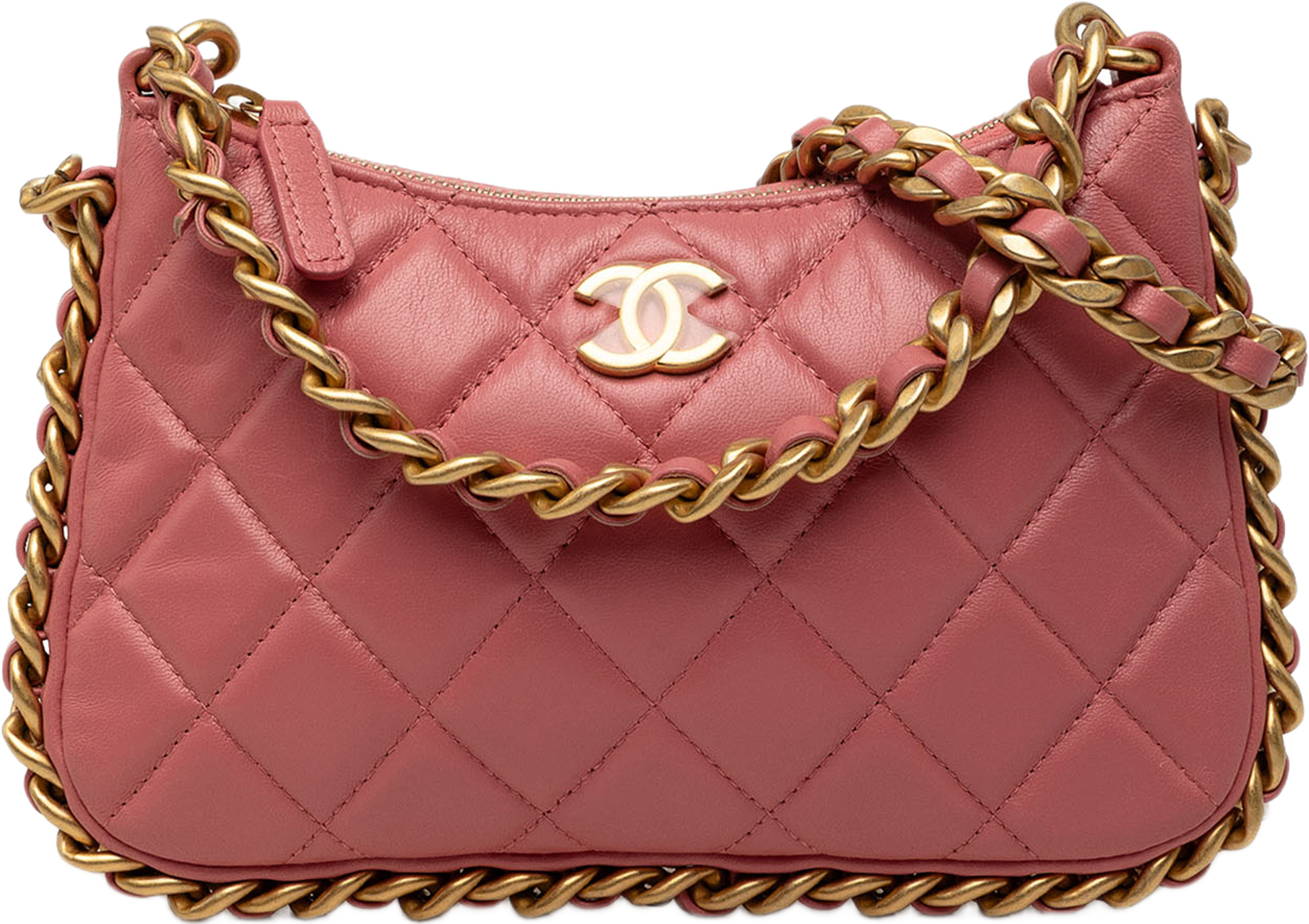 Chanel Cc Quilted Lambskin Trendy Chain Around Hobo, från Luxclusif, i färgen rosa. Klicka för att öppna bilden i stort format