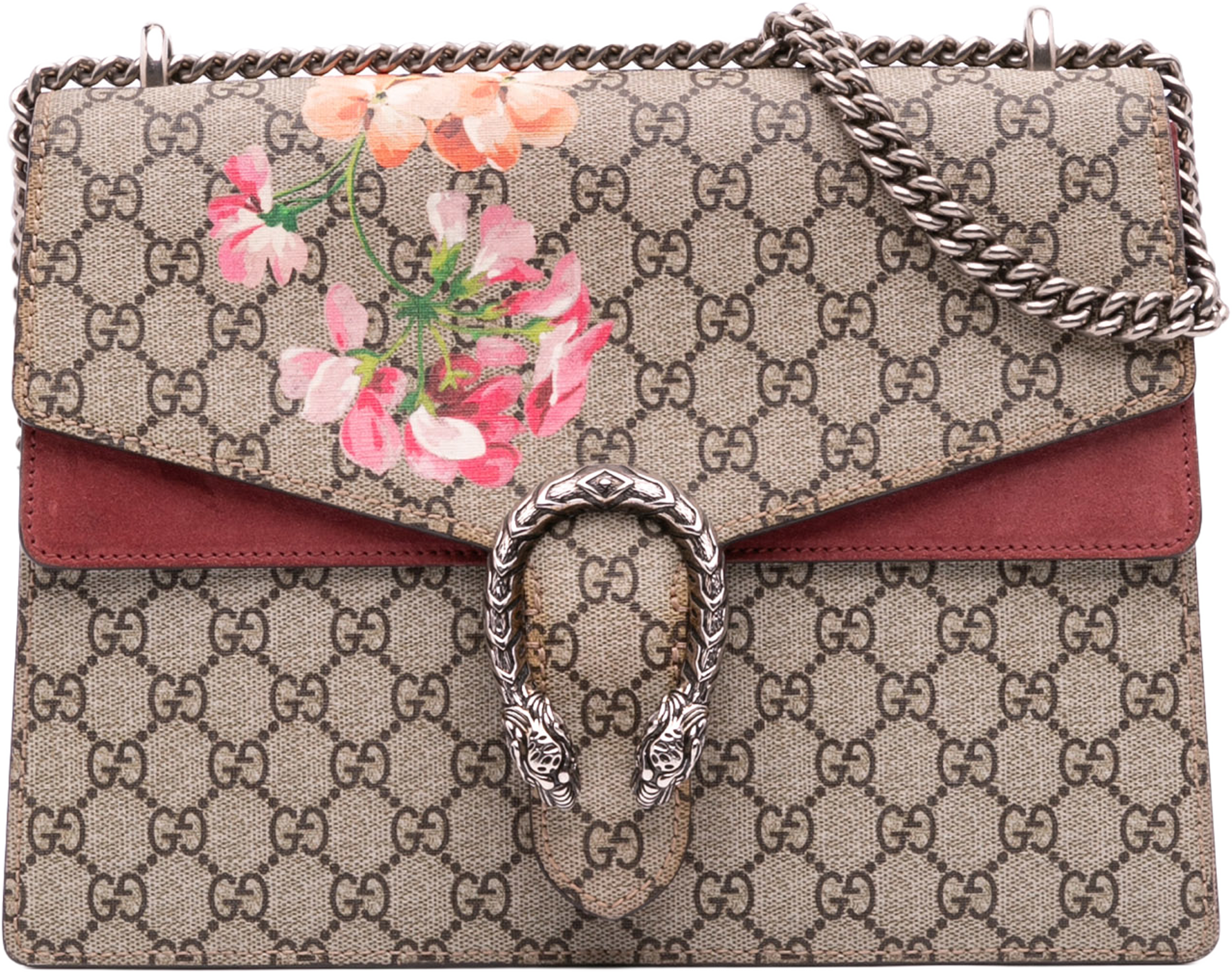 Gucci Medium Gg Supreme Blooms Dionysus Shoulder Bag, från Luxclusif, i färgen beige. Klicka för att öppna bilden i stort format