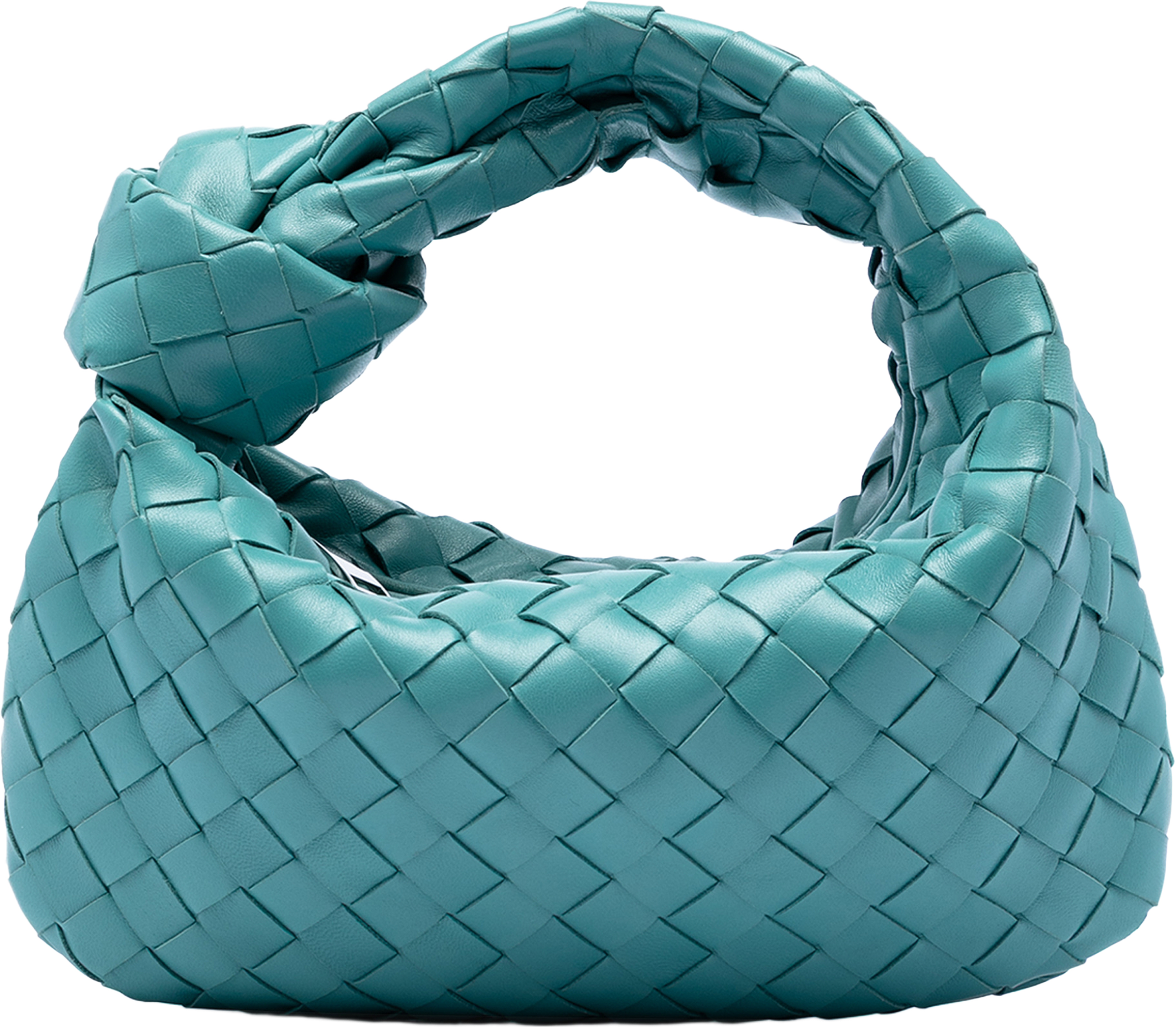Bottega Veneta Mini Nappa Intrecciato Jodie, från Luxclusif, i färgen turquoise. Klicka för att öppna bilden i stort format