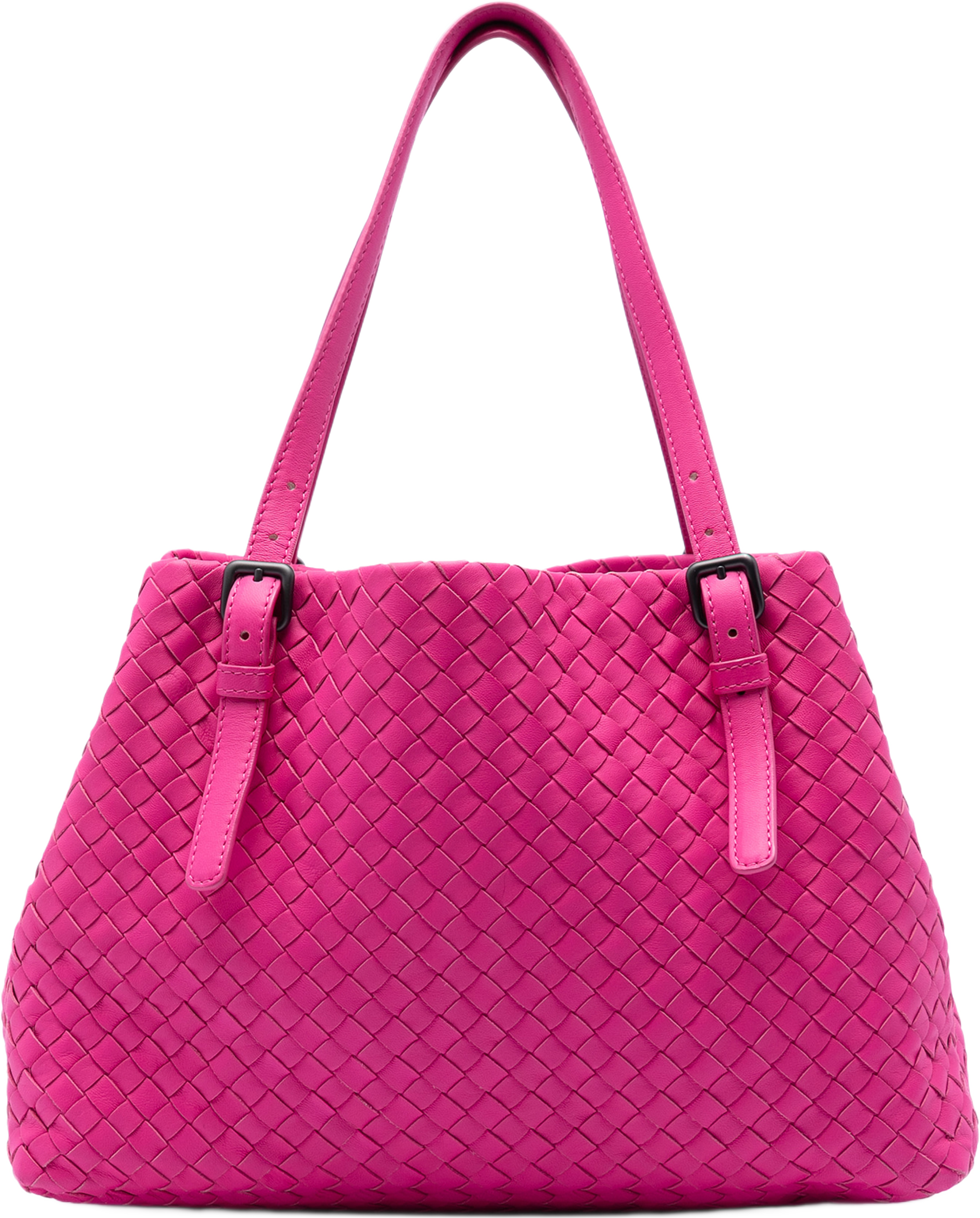 Bottega Veneta Medium Nappa Intrecciato Cesta Tote, från Luxclusif, i färgen hot pink. Klicka för att öppna bilden i stort format