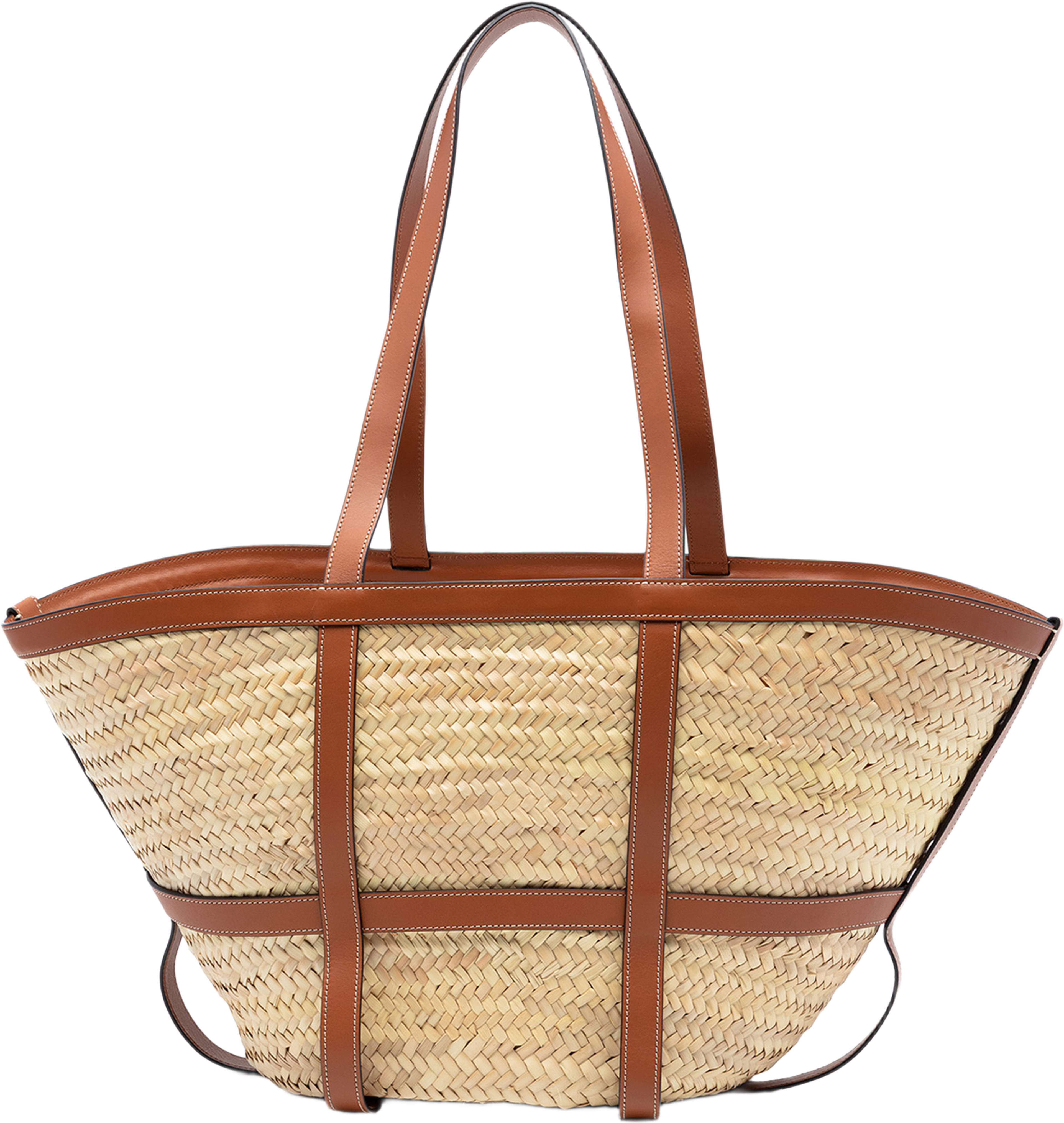 Celine Medium Raffia Gridded Classic Panier Tote, från Luxclusif, i färgen beige. Klicka för att öppna bilden i stort format