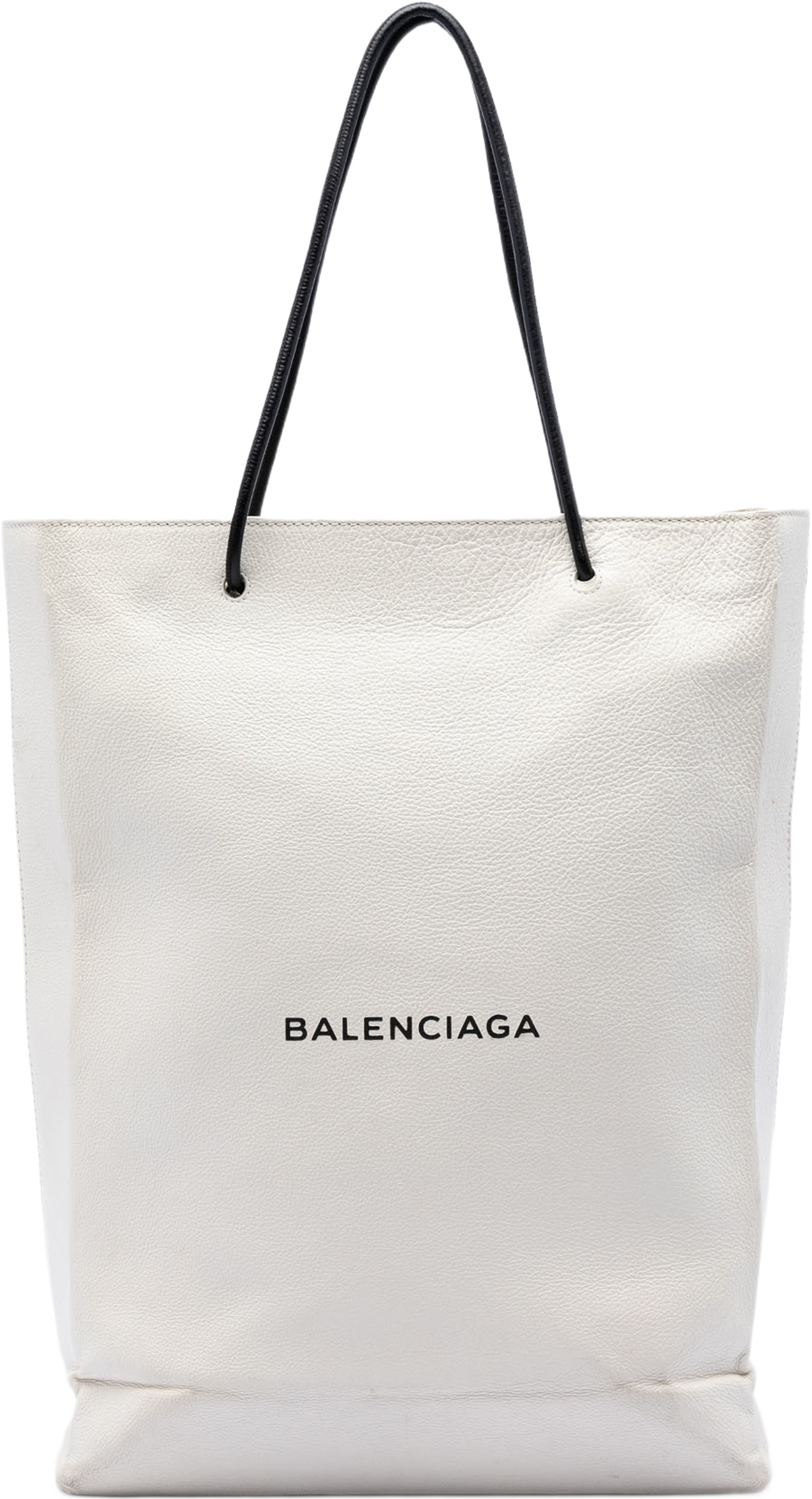 Balenciaga Large Calfskin Logo North South Shopping Tote, från Luxclusif, i färgen white. Klicka för att öppna bilden i stort format