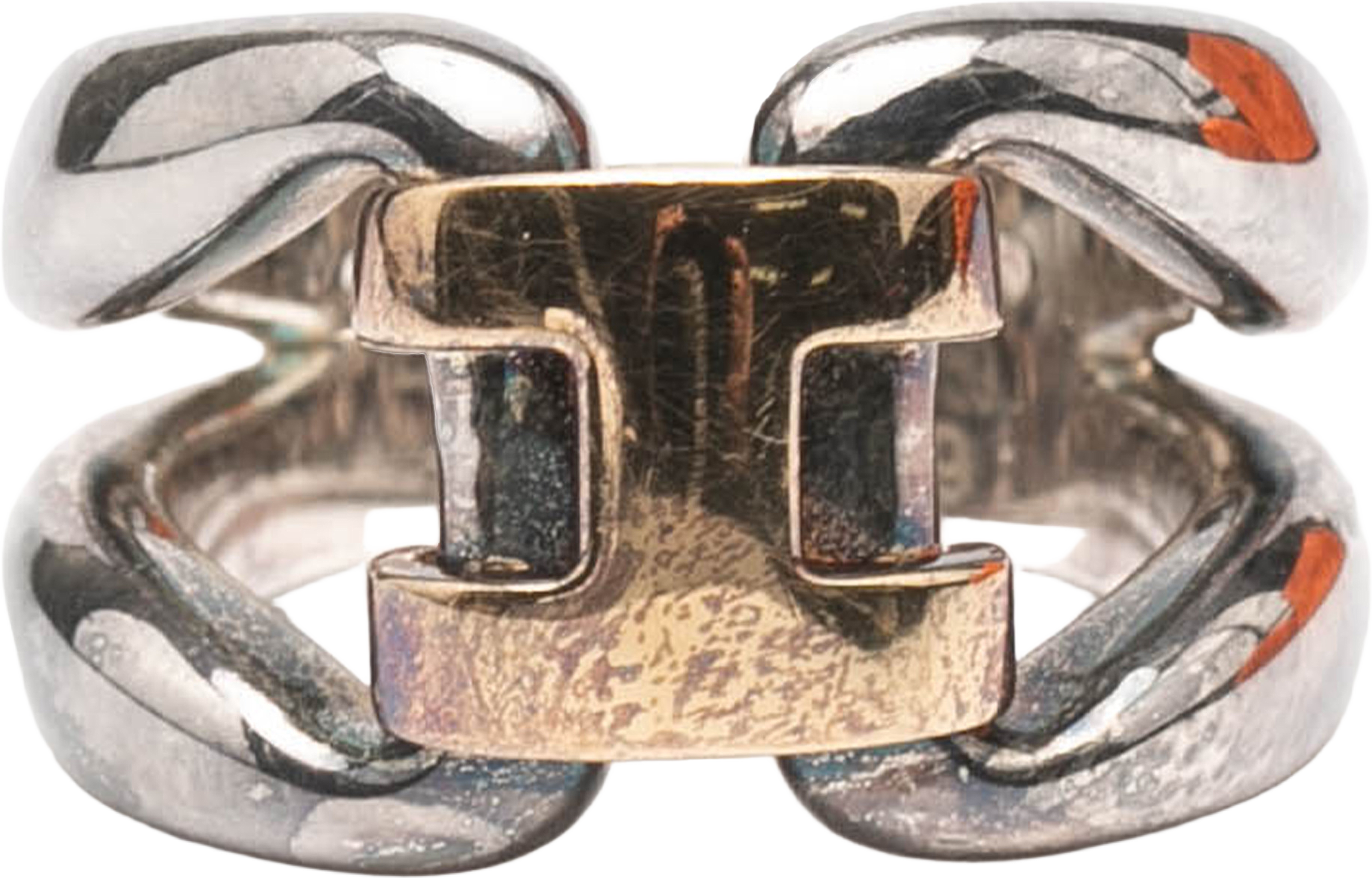 Hermès Sterling Silver And 18k Yellow Gold History Ring, från Luxclusif, i färgen silver. Klicka för att öppna bilden i stort format