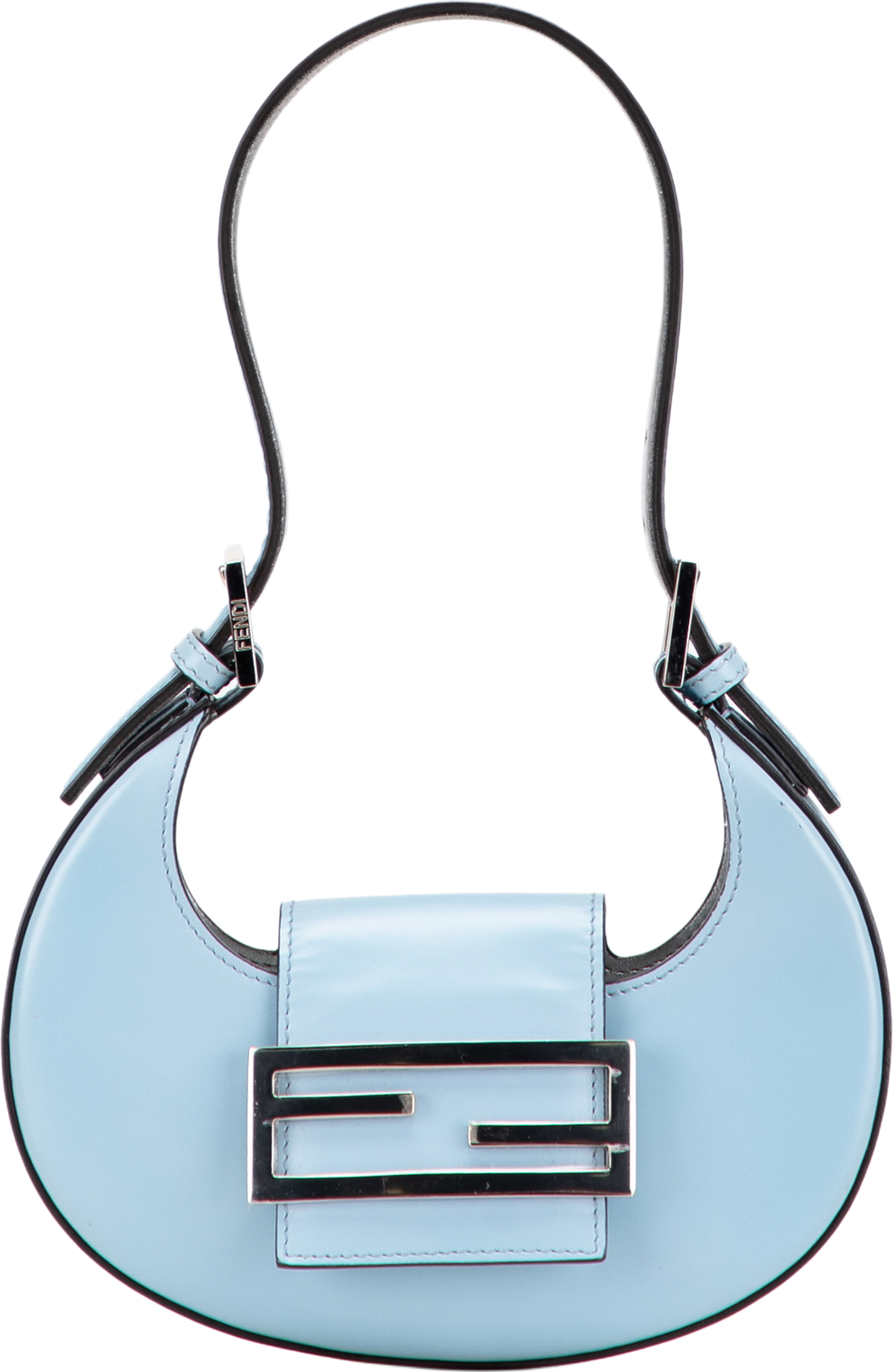 Fendi Mini Leather Cookie Hobo, från Luxclusif, i färgen light blue. Klicka för att öppna bilden i stort format