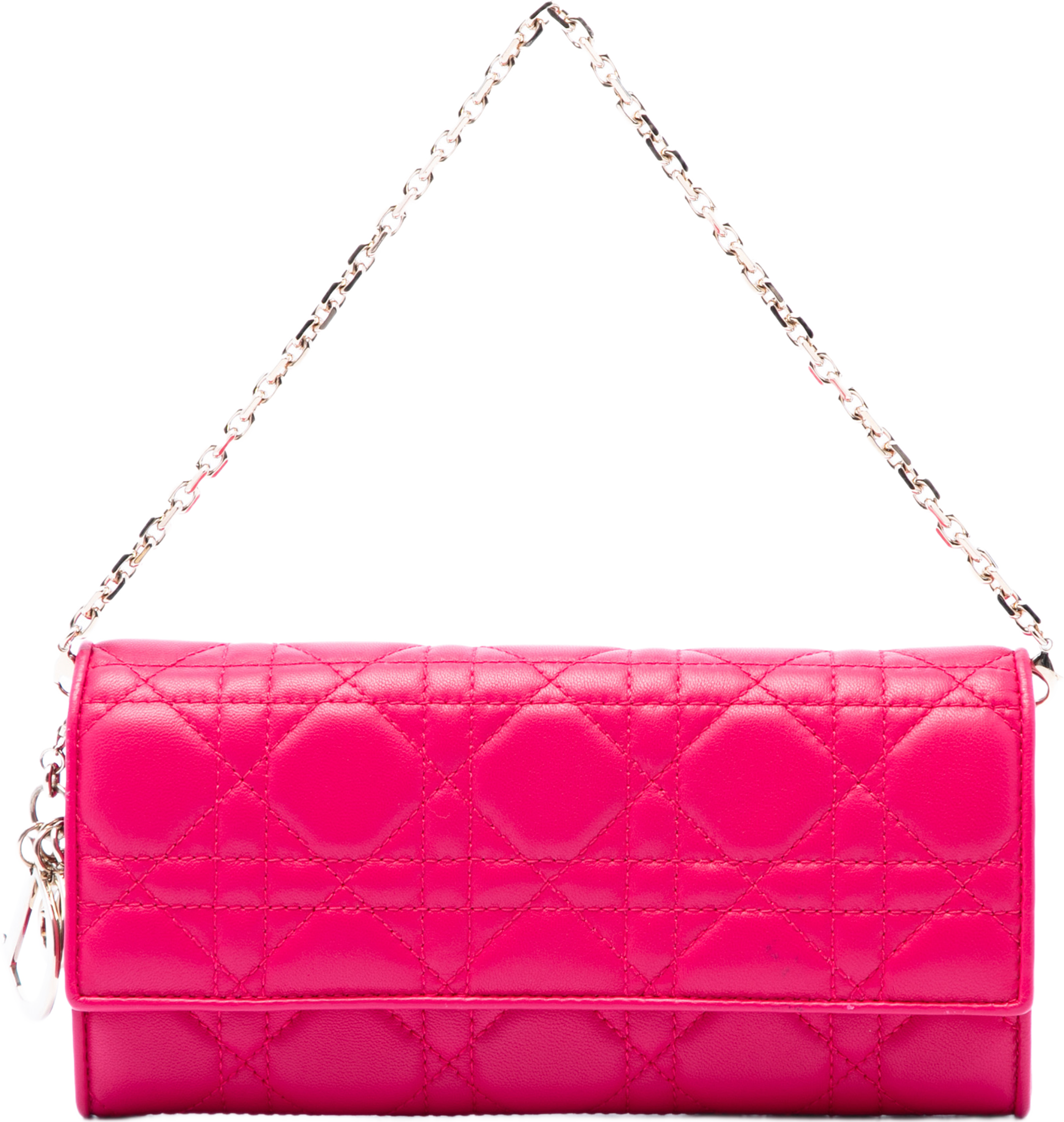 Dior Lambskin Cannage Lady Dior Wallet On Chain, från Luxclusif, i färgen rosa. Klicka för att öppna bilden i stort format