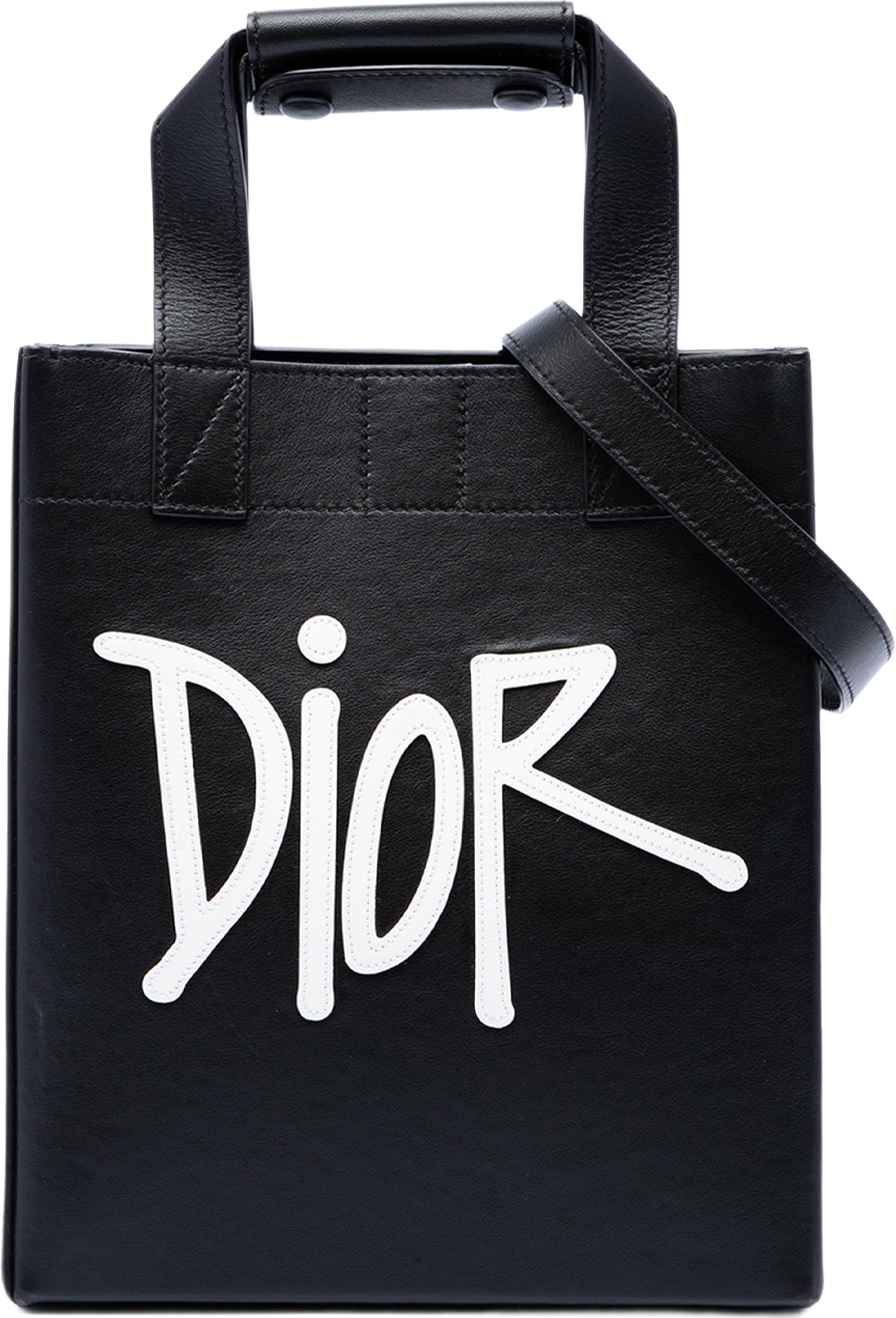 Dior Stussy Small Logo Applique Tote, från Luxclusif, i färgen svart. Klicka för att öppna bilden i stort format