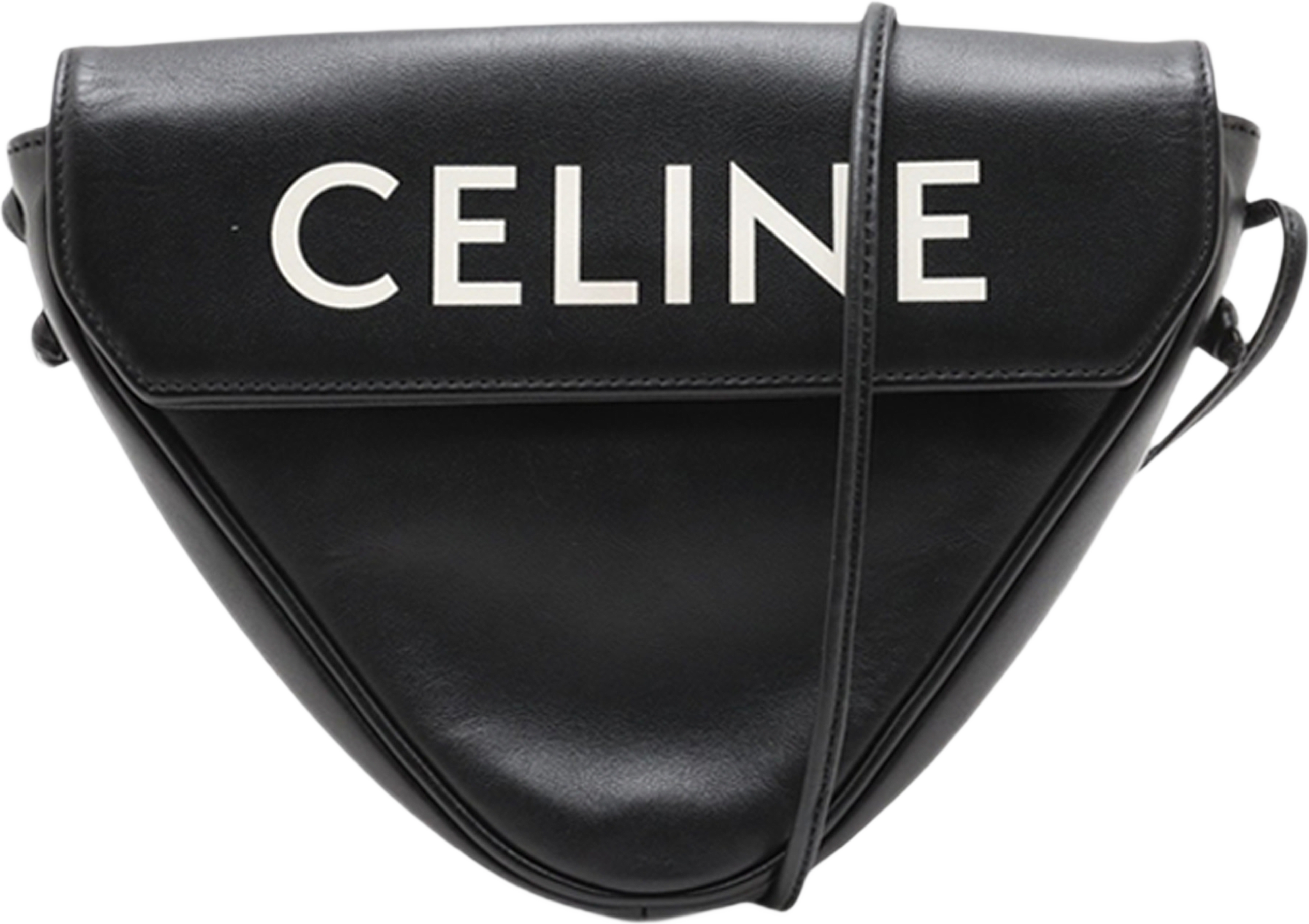 Celine Smooth Calfskin Logo Triangle Crossbody, från Luxclusif, i färgen black. Klicka för att öppna bilden i stort format