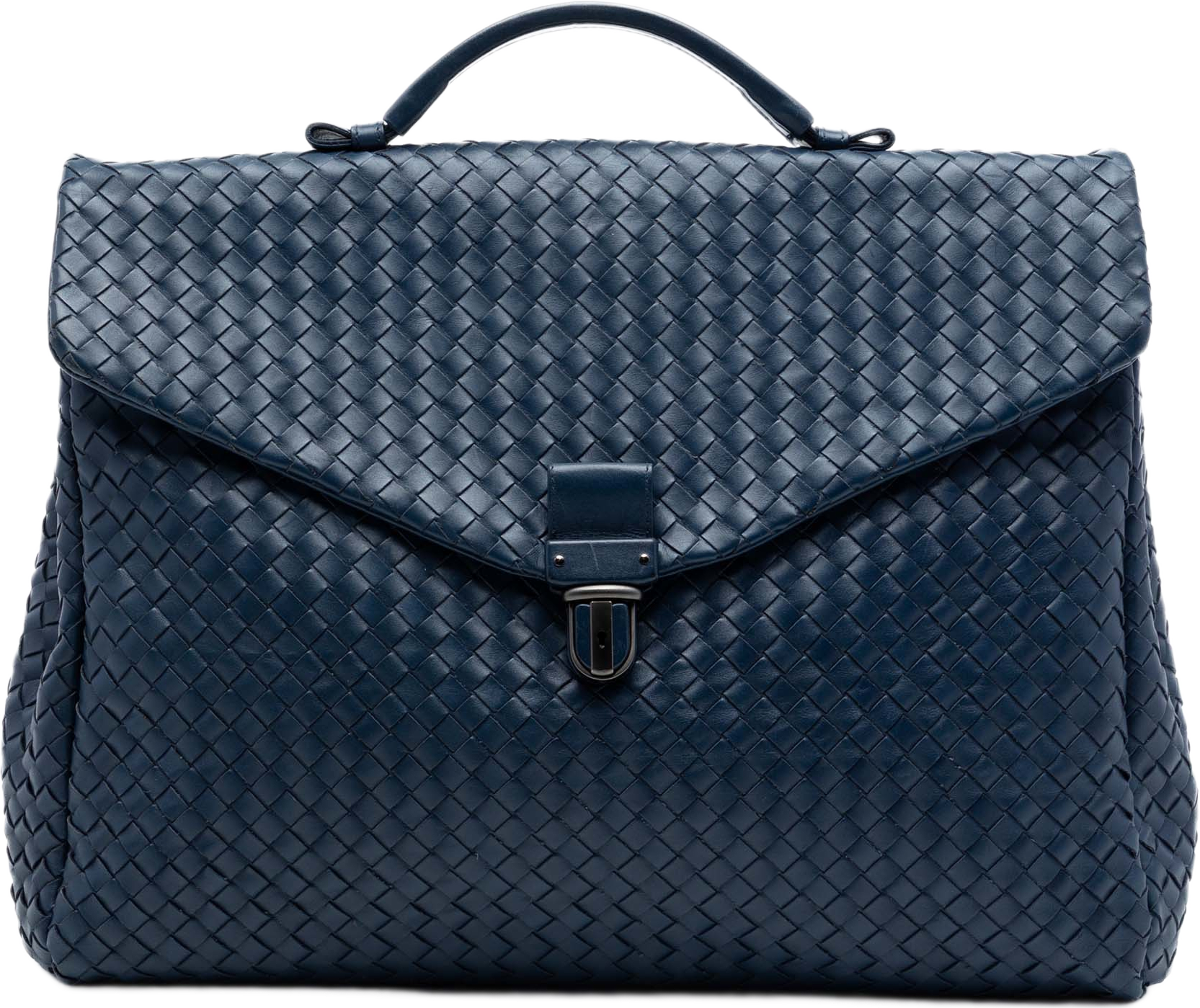 Bottega Veneta Nappa Intrecciato Briefcase, från Luxclusif, i färgen navy. Klicka för att öppna bilden i stort format