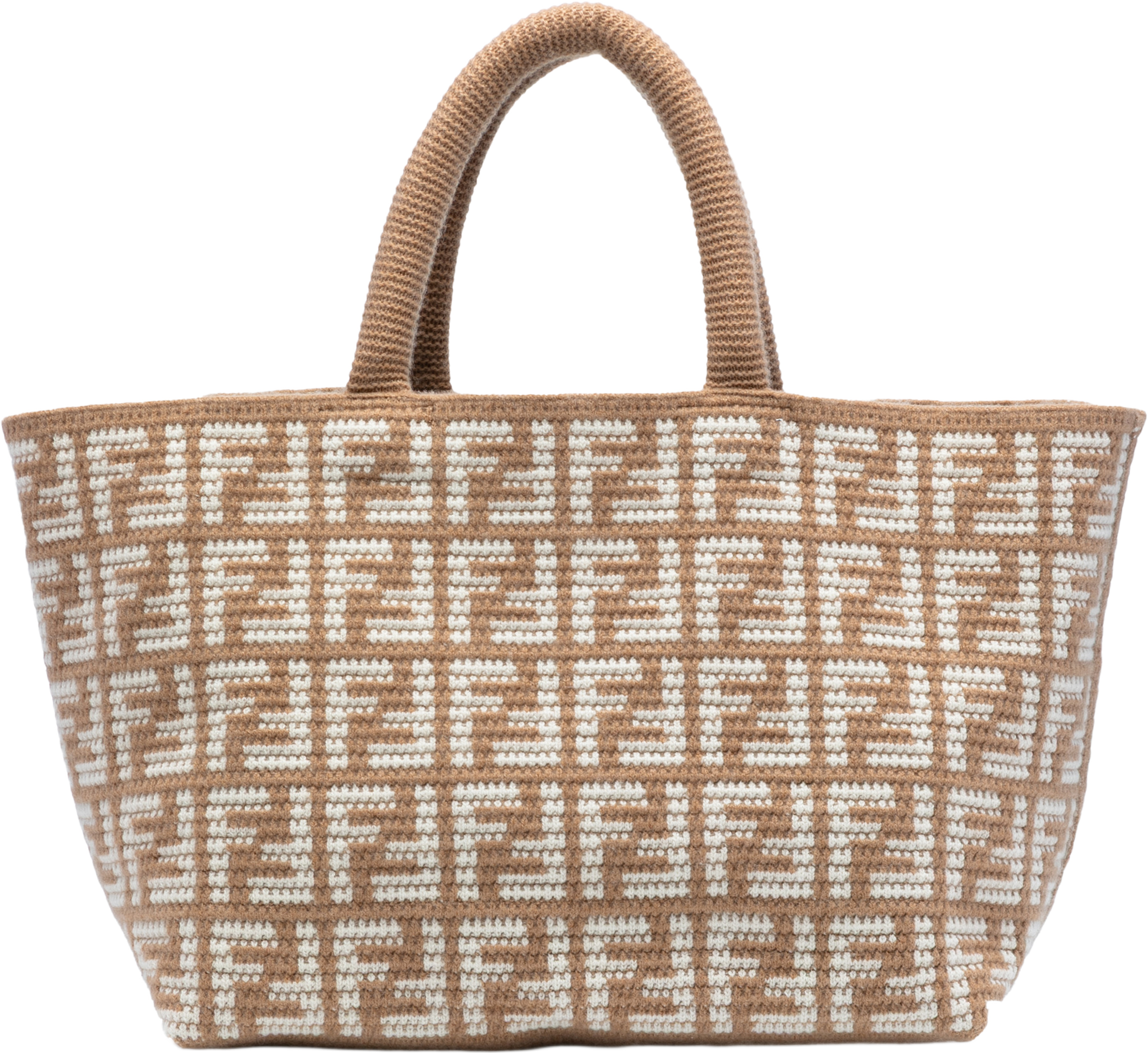 Fendi Large Zucca Cashmere Shopper Tote, från Luxclusif, i färgen brown. Klicka för att öppna bilden i stort format