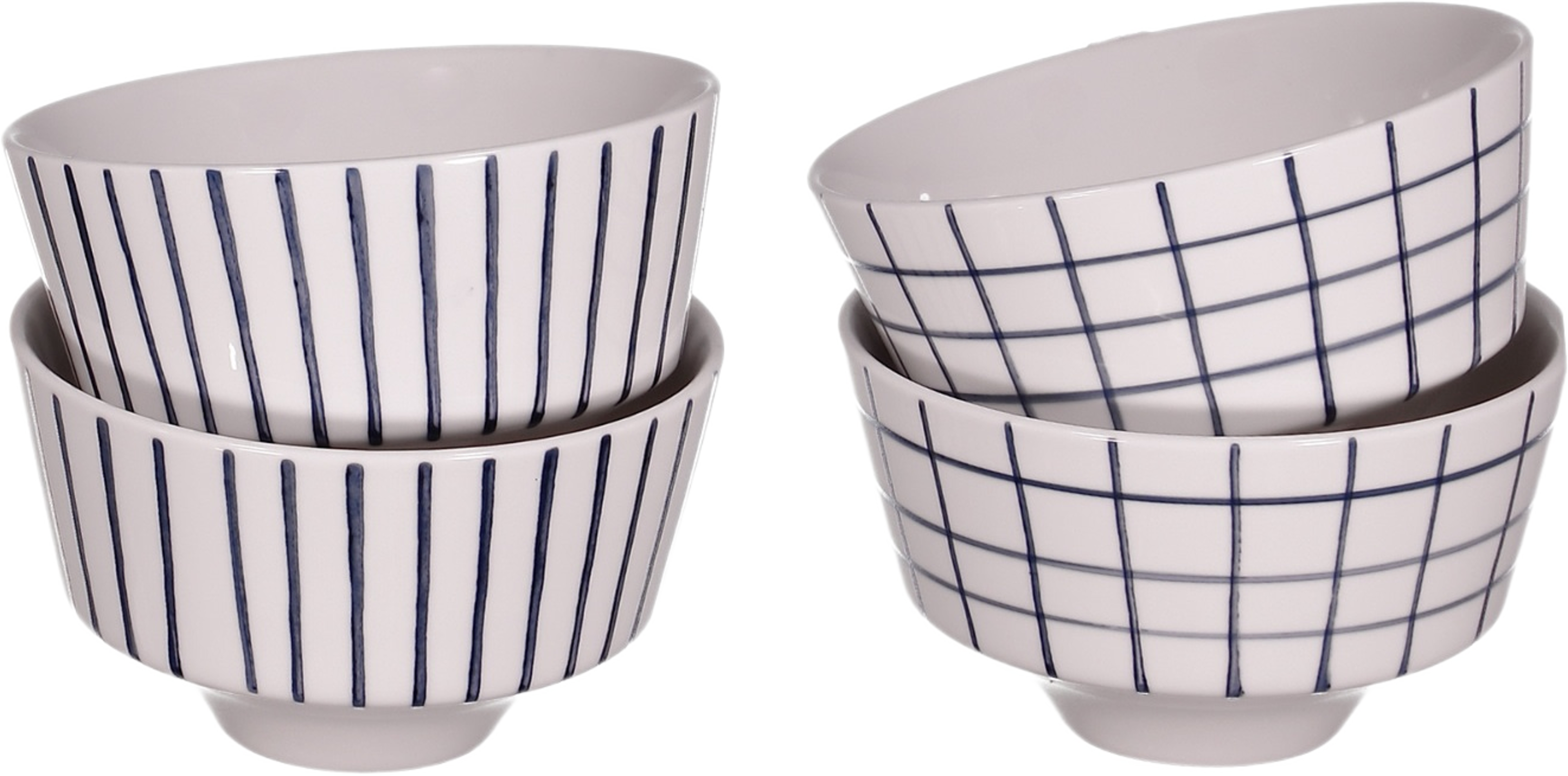 Skål Checks & Stripes 4-p, från Created by Designtorget, i färgen blå. Klicka för att öppna bilden i stort format
