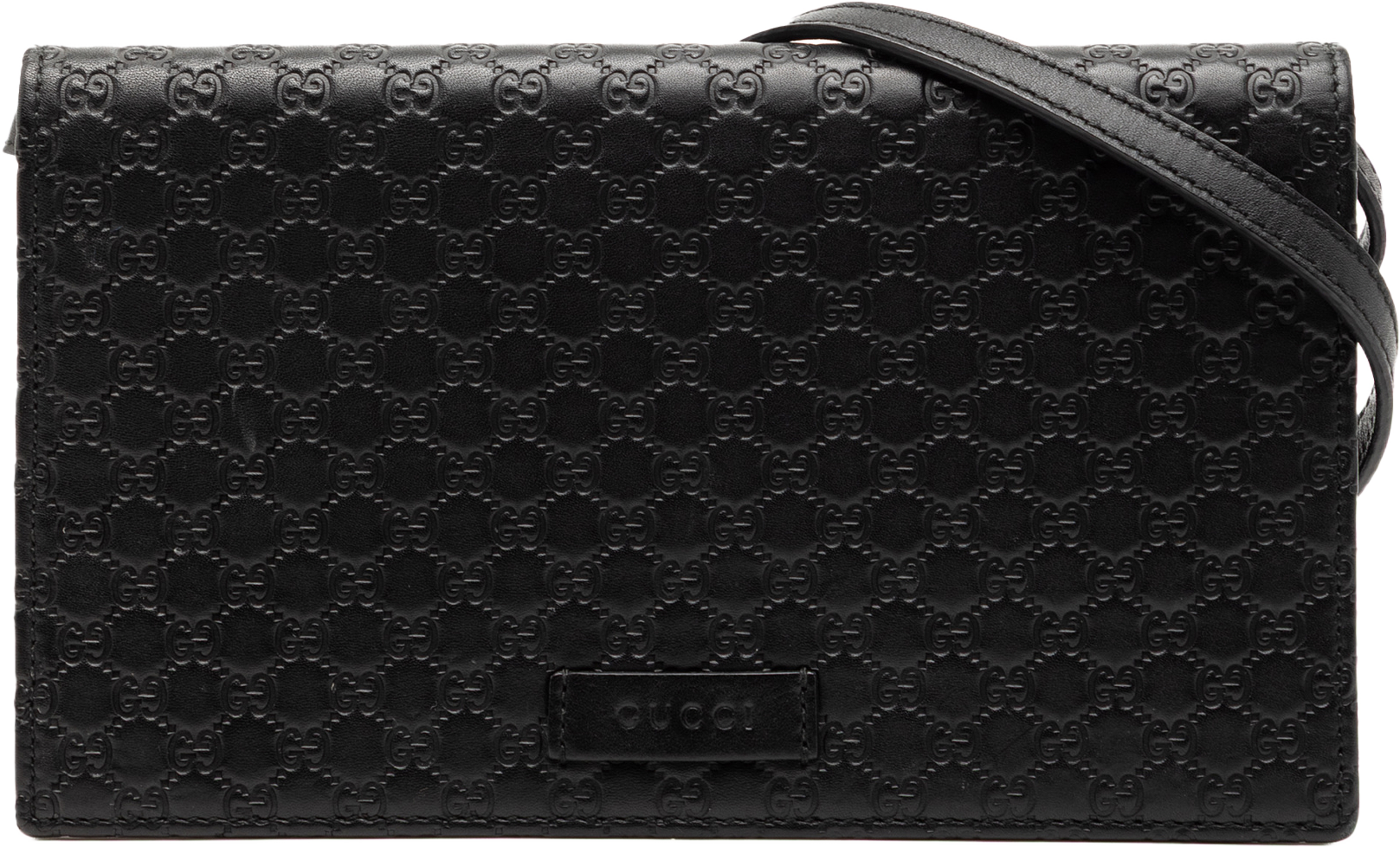 Gucci Microguccissima Wallet On Strap, från Luxclusif, i färgen black. Klicka för att öppna bilden i stort format