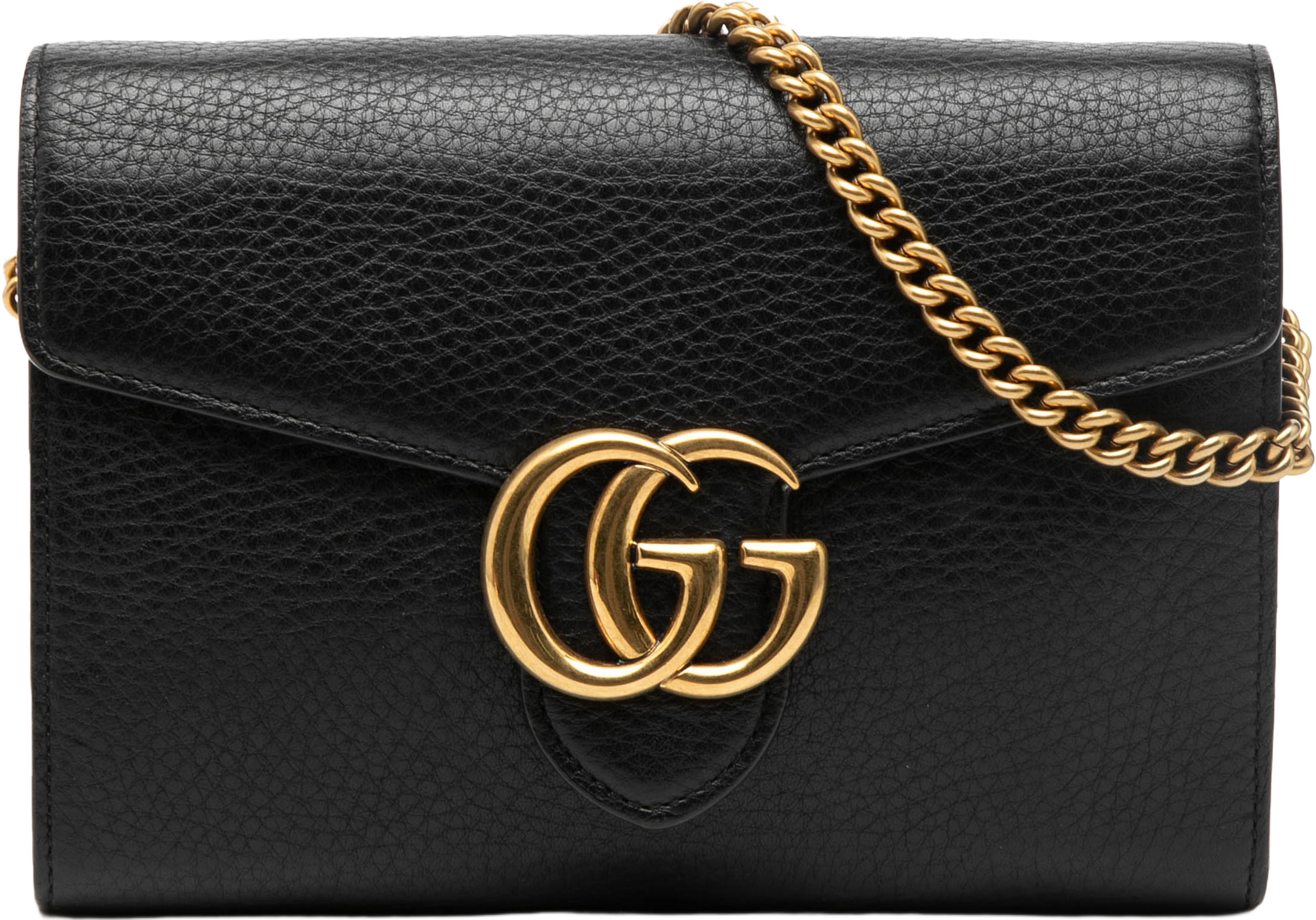 Gucci Gg Marmont Leather Wallet On Chain, från Luxclusif, i färgen black. Klicka för att öppna bilden i stort format