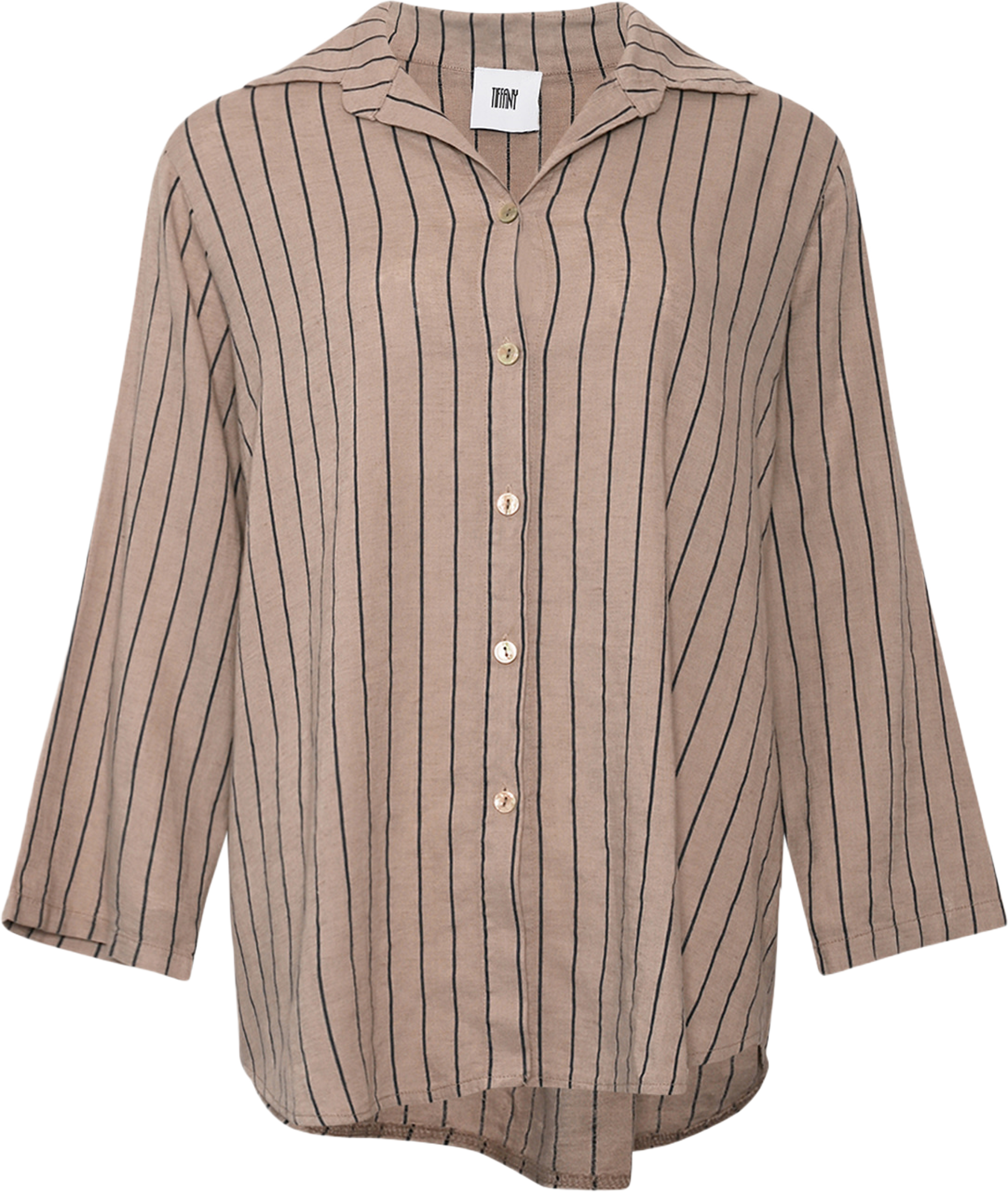 Inez, Shirt - Nougat/navy Stripes