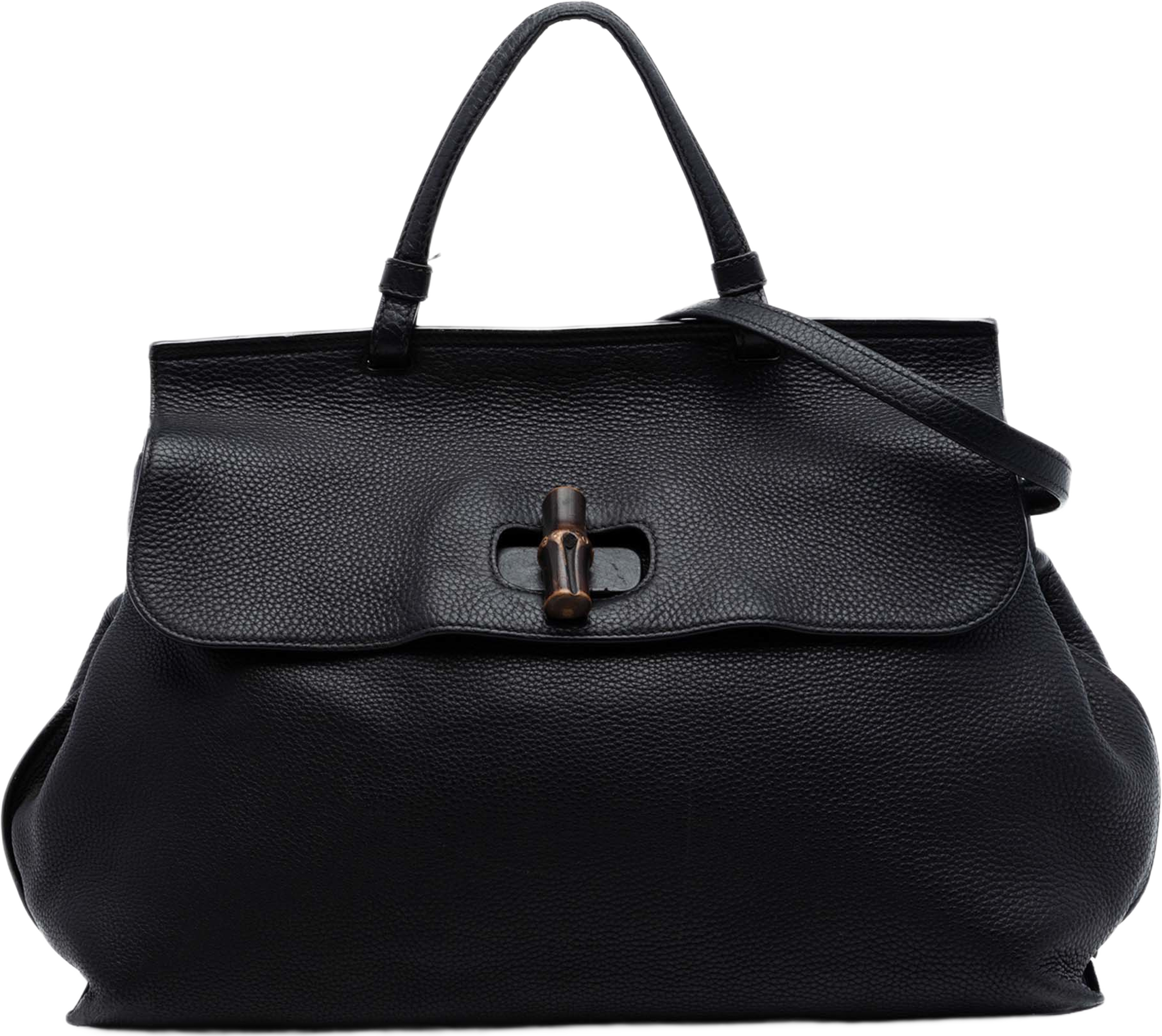 Gucci Large Calfskin Bamboo Daily Satchel, från Luxclusif, i färgen black. Klicka för att öppna bilden i stort format