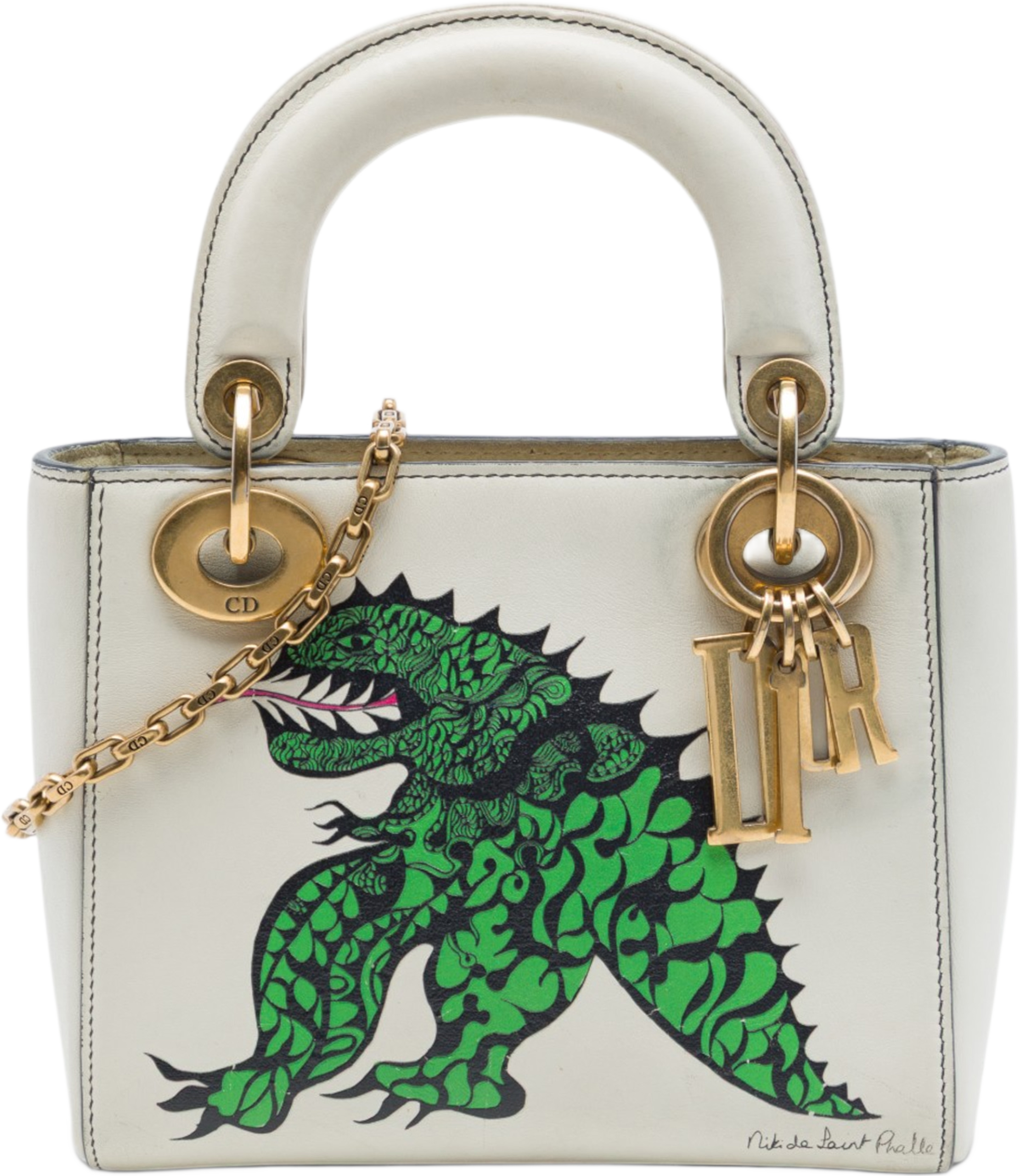 Dior Limited Edition Niki De Saint Phalle Mini Calfskin Dragon Lady Dior, från Luxclusif, i färgen vit. Klicka för att öppna bilden i stort format