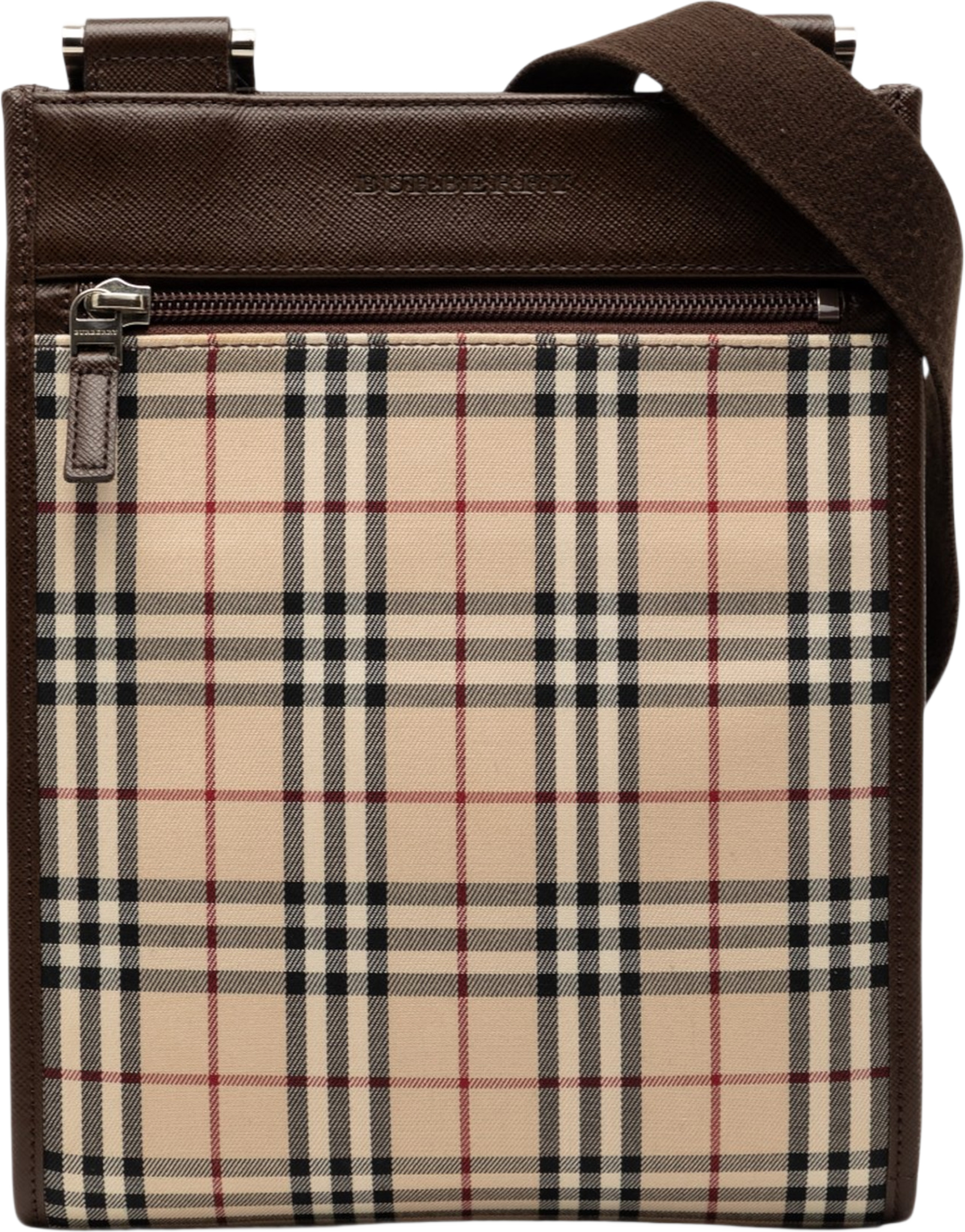 Burberry House Check Canvas Crossbody, från Luxclusif, i färgen beige. Klicka för att öppna bilden i stort format