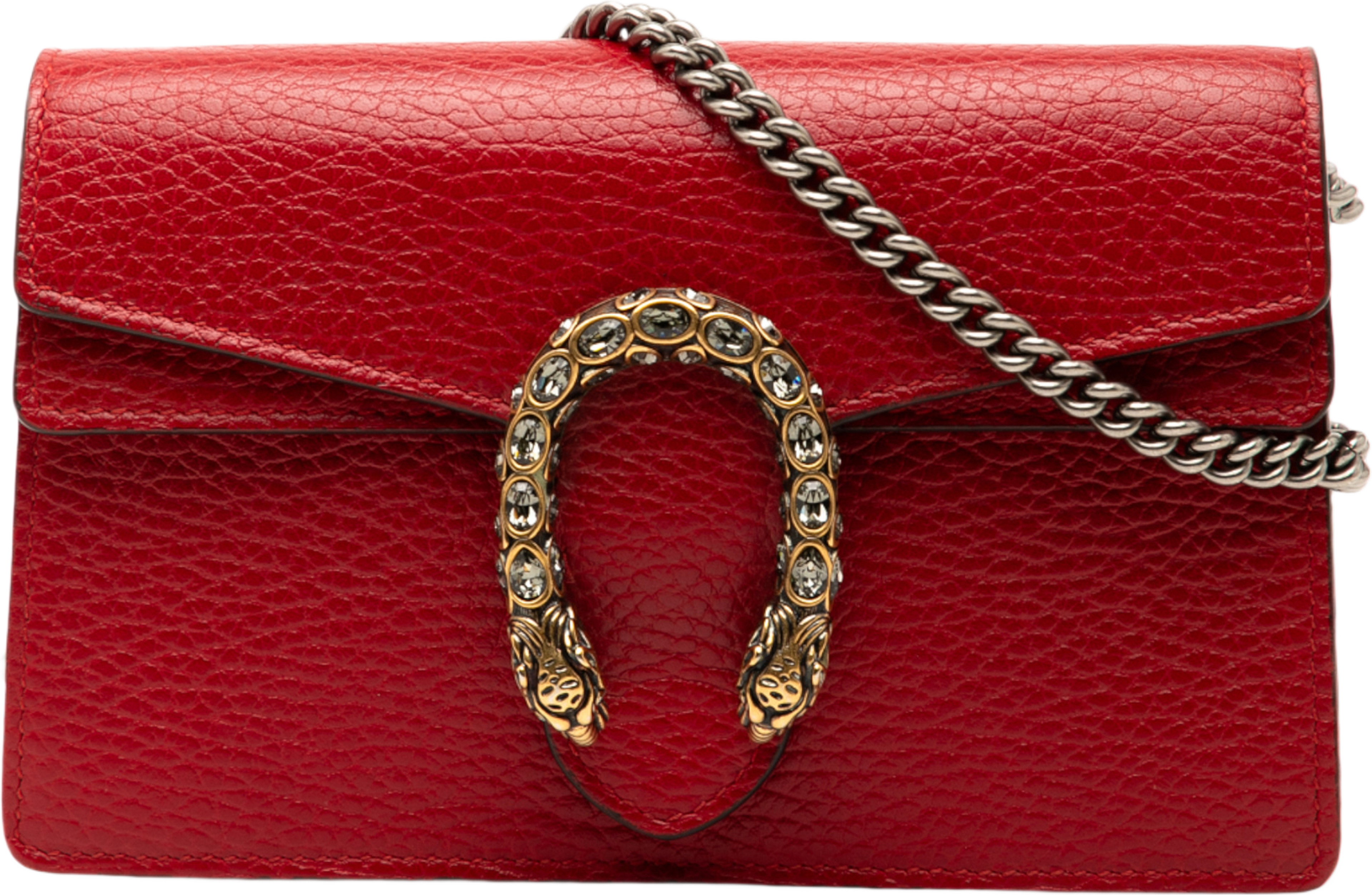 Gucci Mini Leather Dionysus Crossbody, från Luxclusif, i färgen red. Klicka för att öppna bilden i stort format