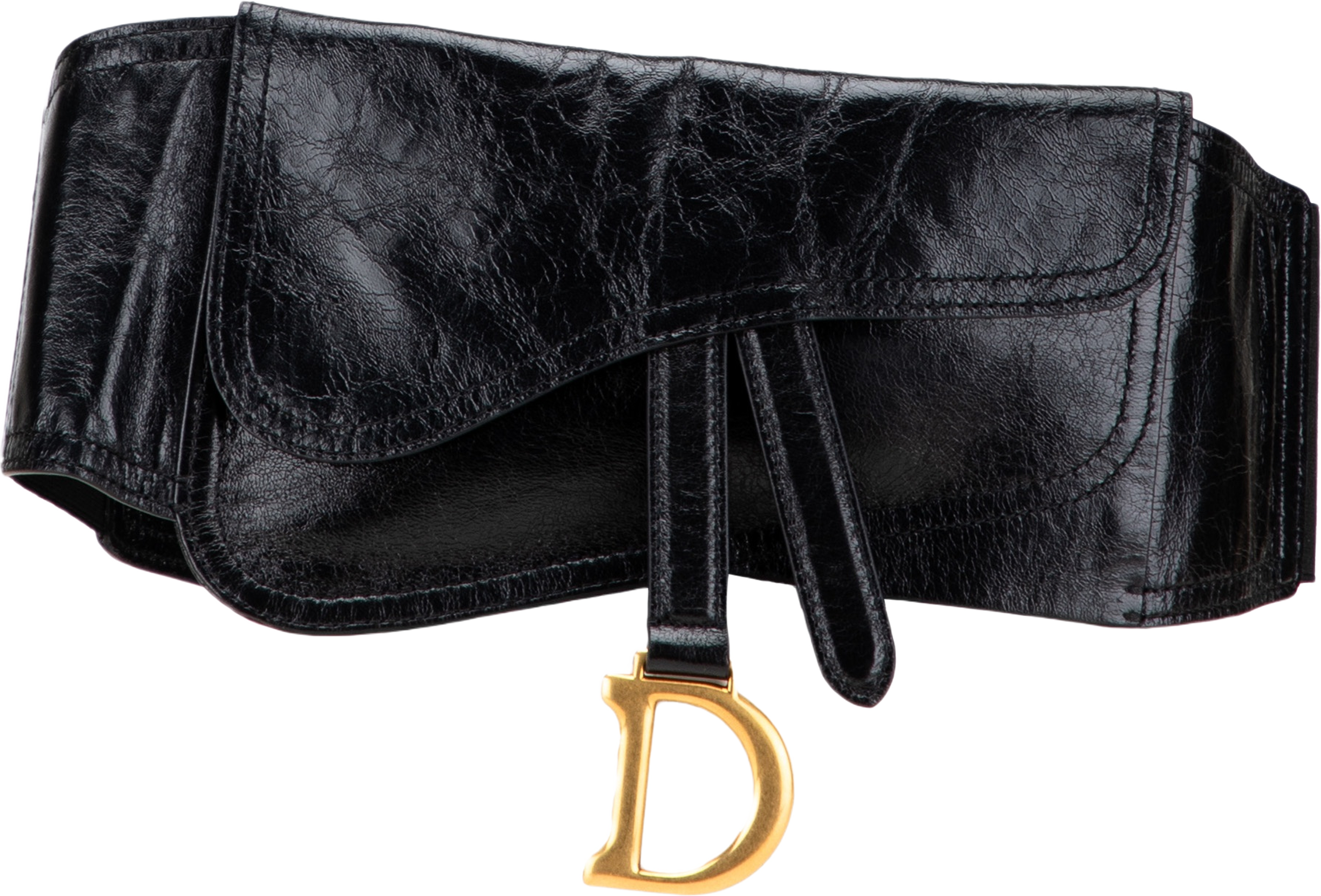 Dior Crinkled Lambskin Saddle Belt Bag, från Luxclusif, i färgen black.