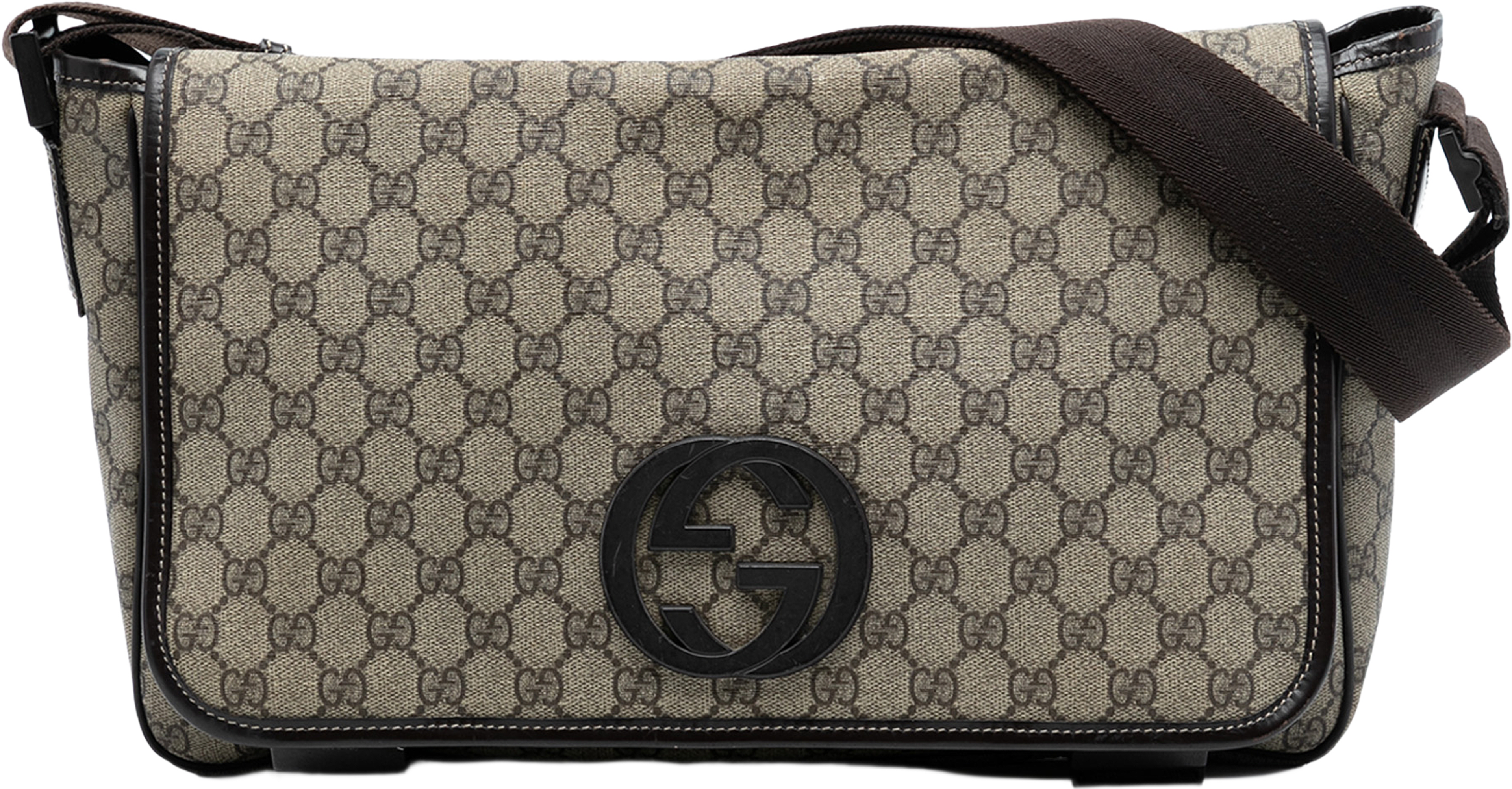 Gucci Gg Supreme Interlocking G Crossbody, från Luxclusif, i färgen beige. Klicka för att öppna bilden i stort format