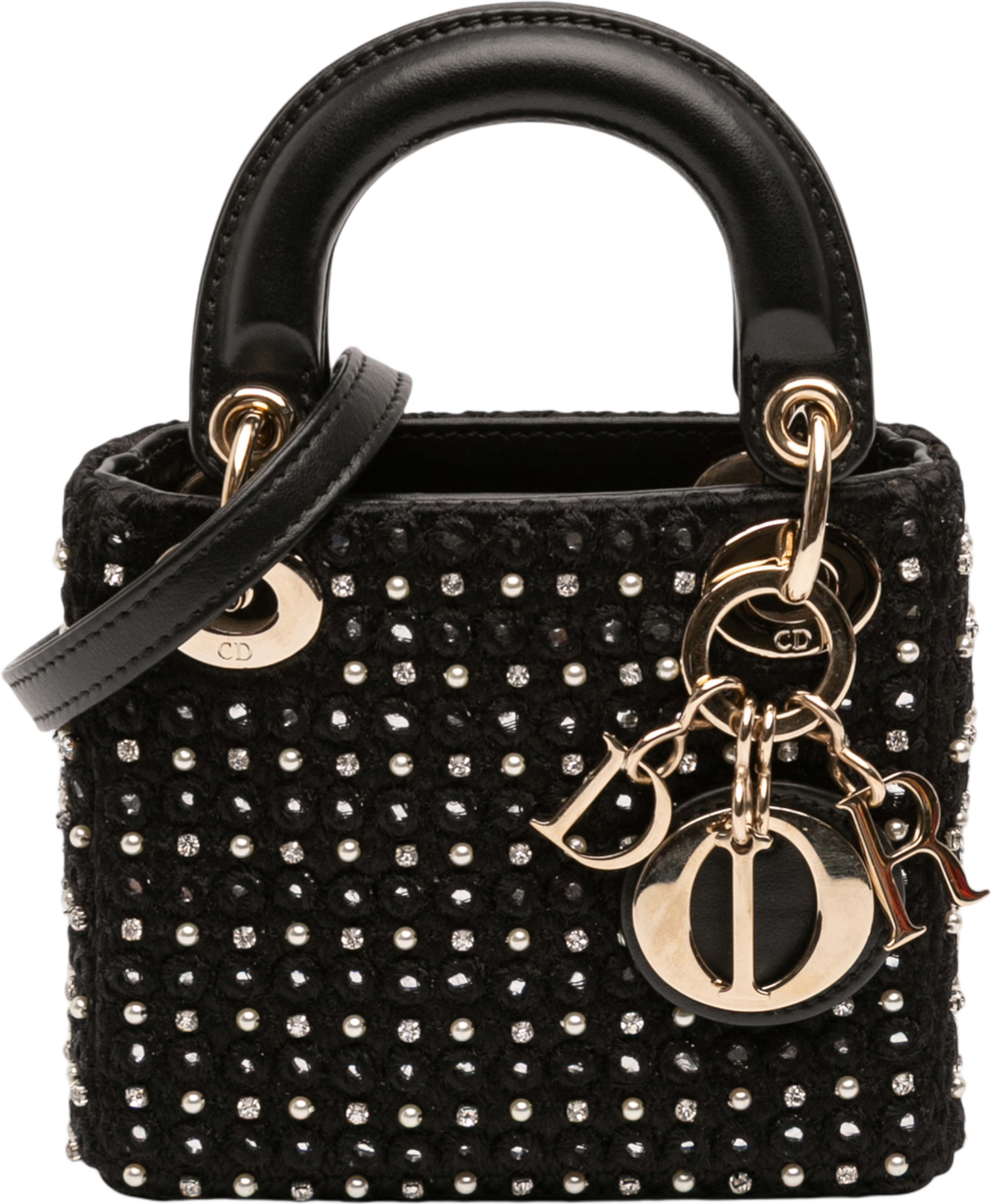 Dior Micro Satin Crystal Embellished Lady Dior, från Luxclusif, i färgen black. Klicka för att öppna bilden i stort format