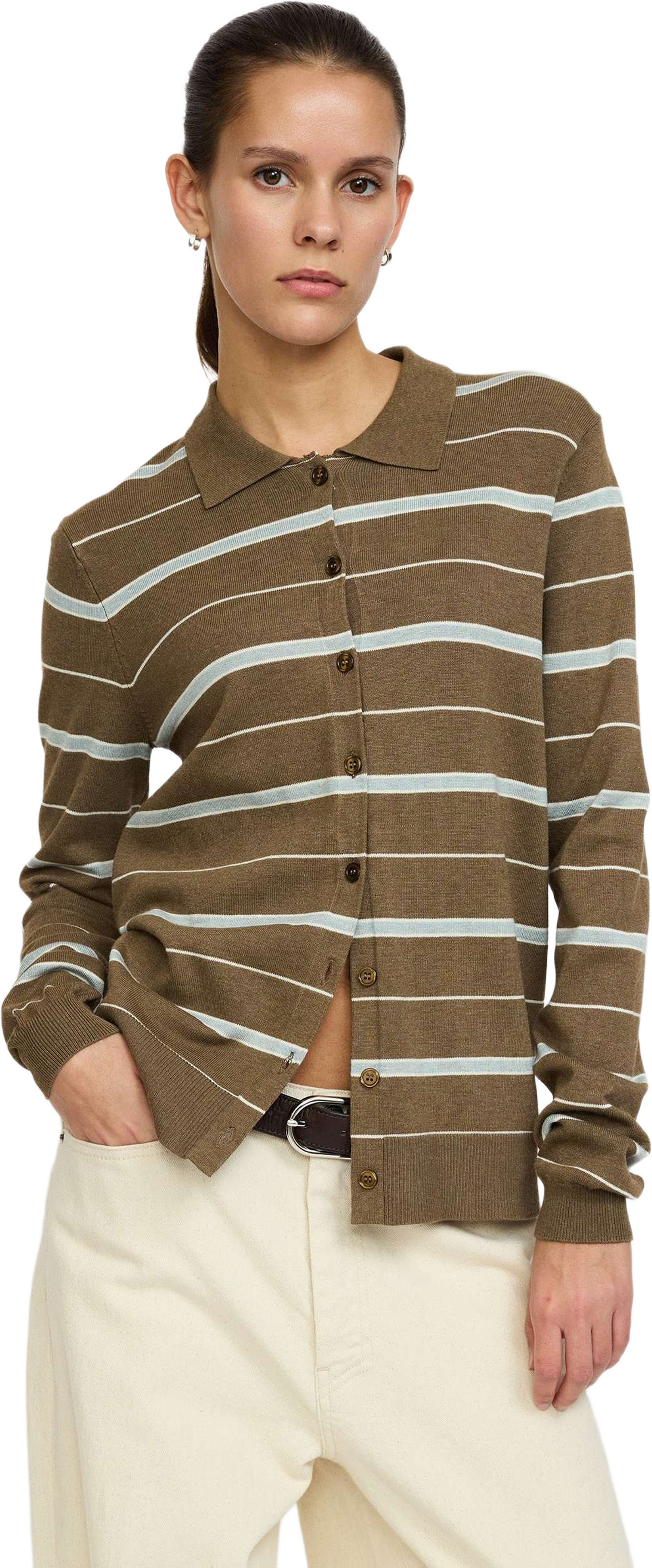 Srmarla Collar Striped Knit - Sepia, från Soft Rebels, i färgen sepia. Klicka för att öppna bilden i stort format