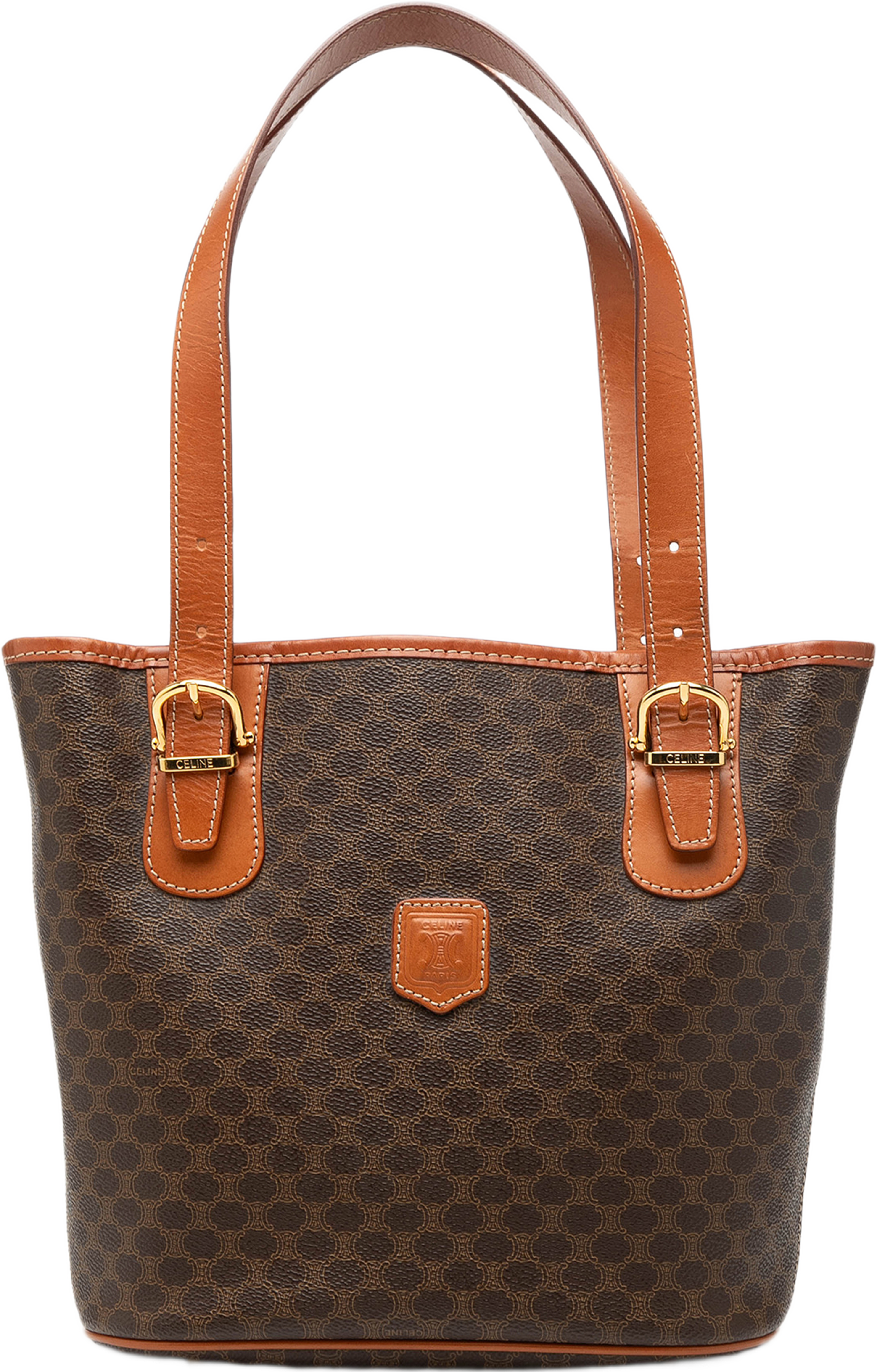 Celine Macadam Coated Canvas Tote, från Luxclusif, i färgen brown. Klicka för att öppna bilden i stort format