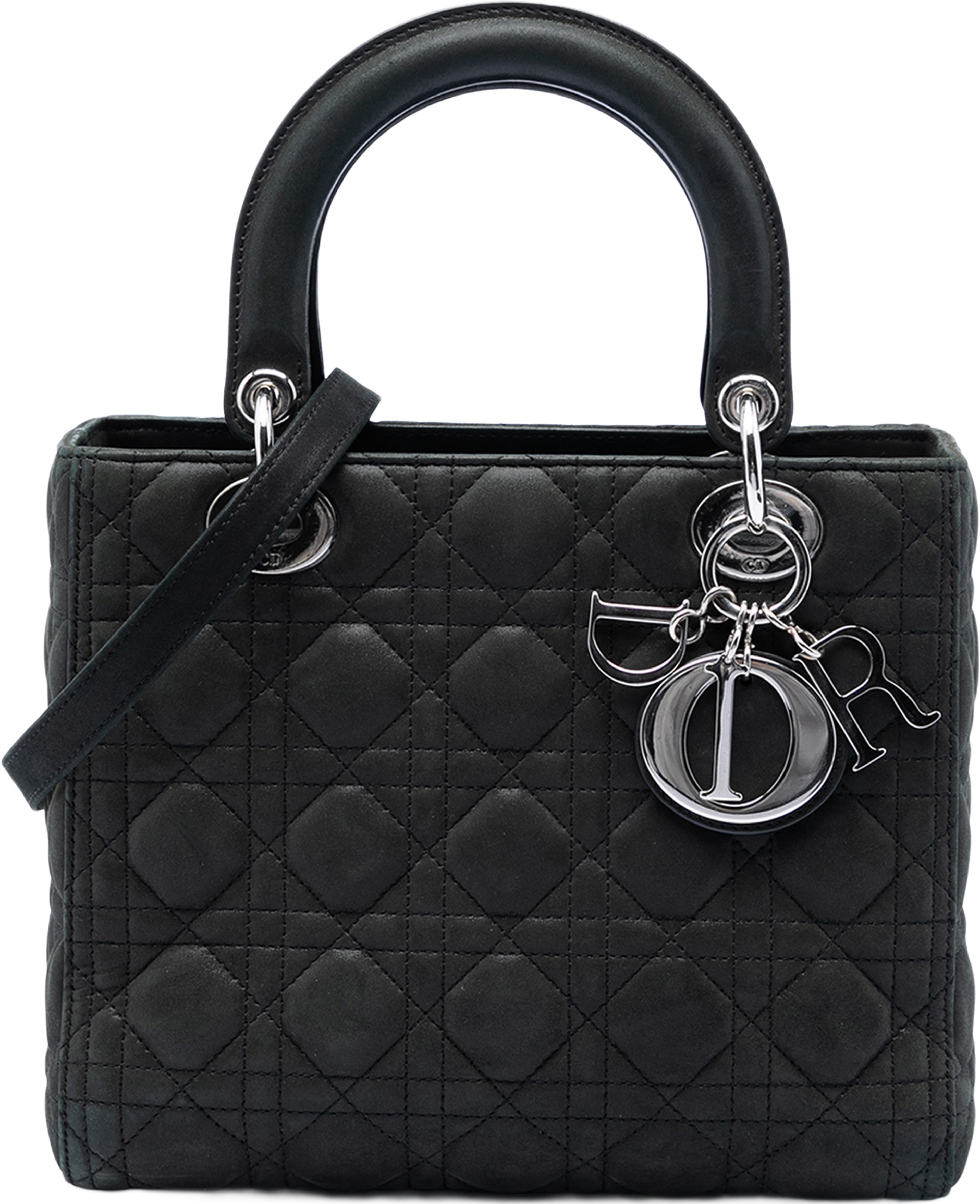 Dior Medium Iridescent Lambskin Cannage Lady Dior, från Luxclusif, i färgen black. Klicka för att öppna bilden i stort format