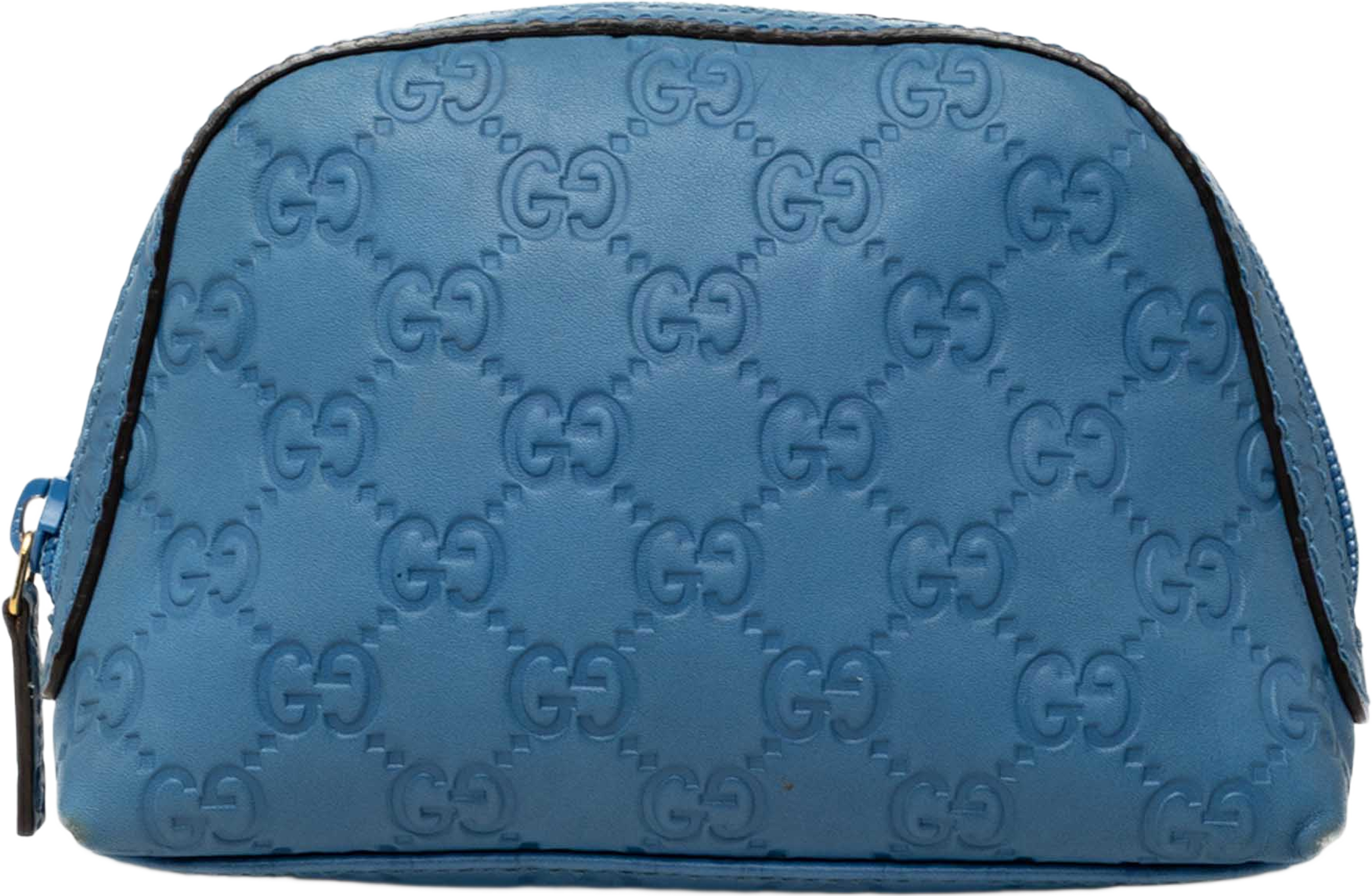Gucci Guccissima Pouch, från Luxclusif, i färgen blå. Klicka för att öppna bilden i stort format
