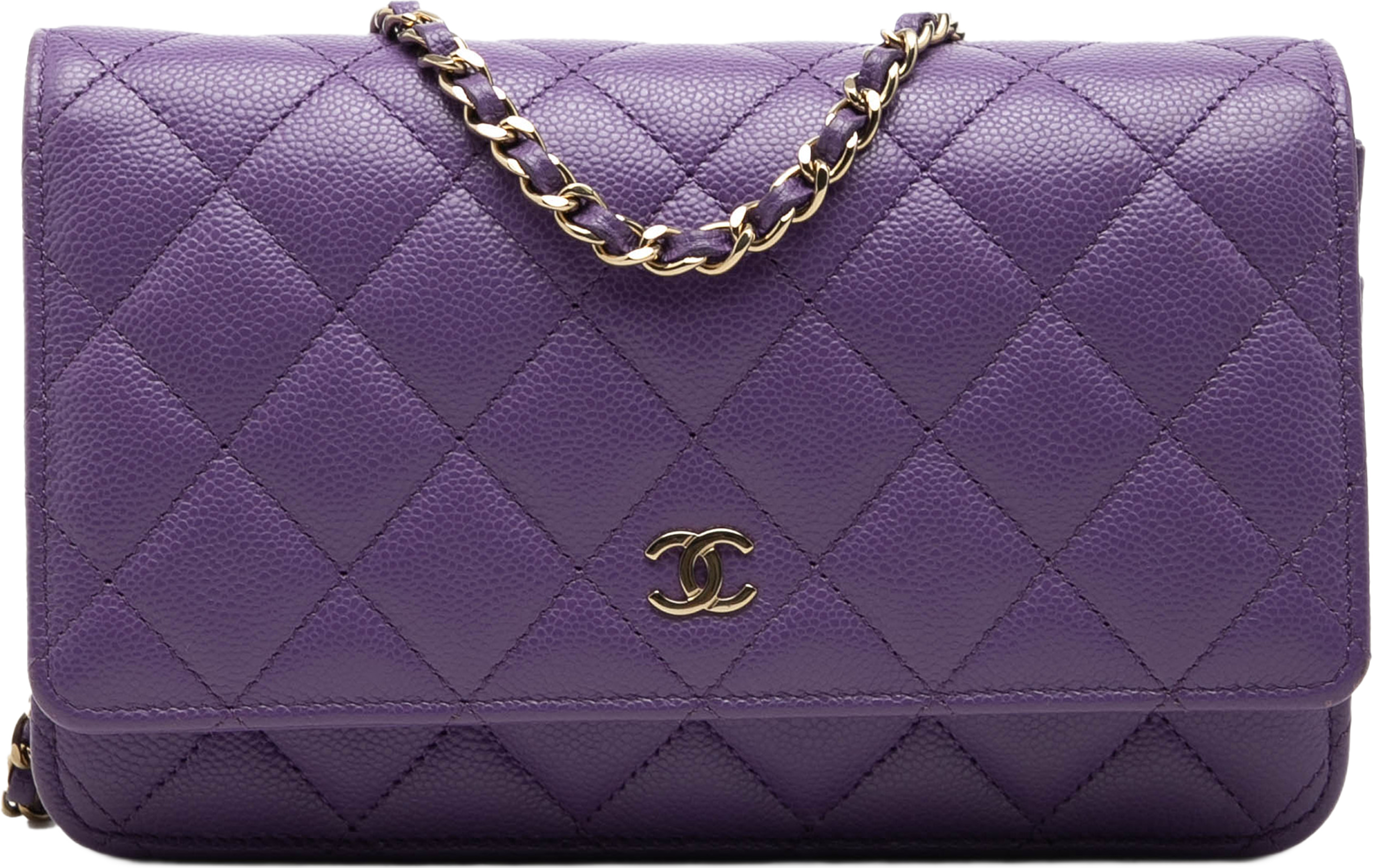 Chanel Cc Quilted Caviar Wallet On Chain, från Luxclusif, i färgen purple. Klicka för att öppna bilden i stort format
