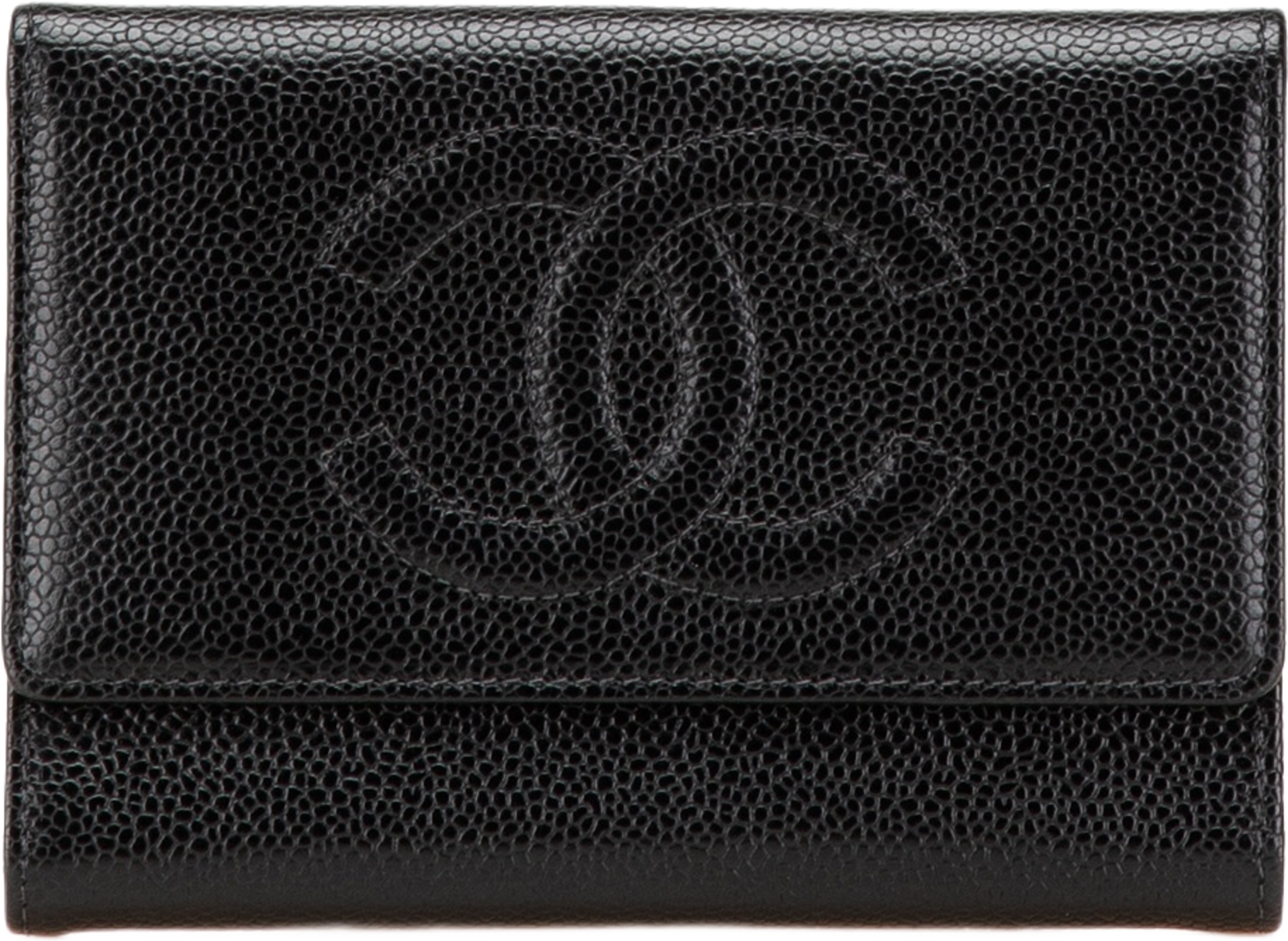 Chanel Cc Caviar Trifold Wallet, från Luxclusif, i färgen black.