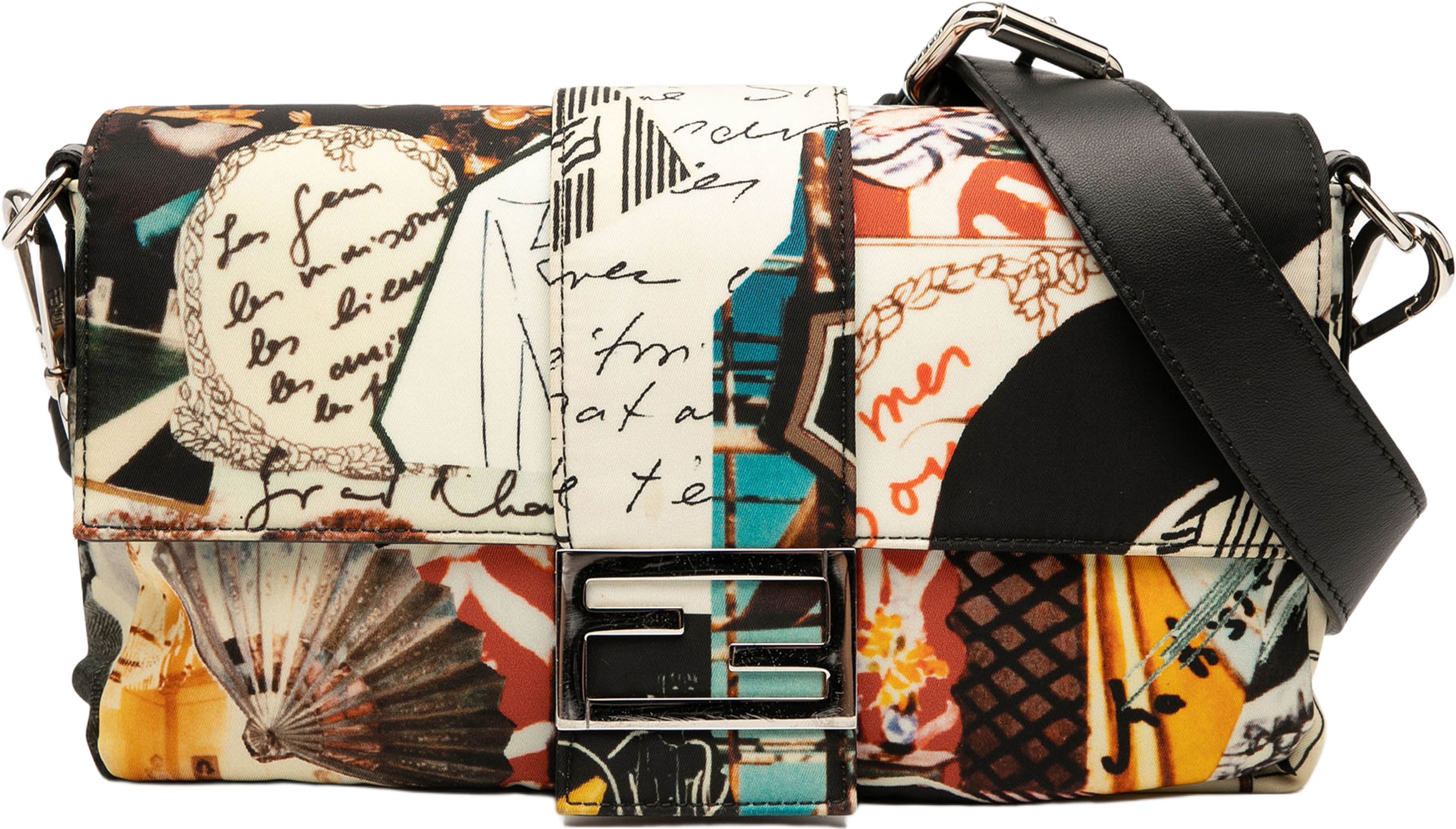 Fendi Nylon Karl Kollage Convertible Baguette Satchel, från Luxclusif, i färgen black. Klicka för att öppna bilden i stort format