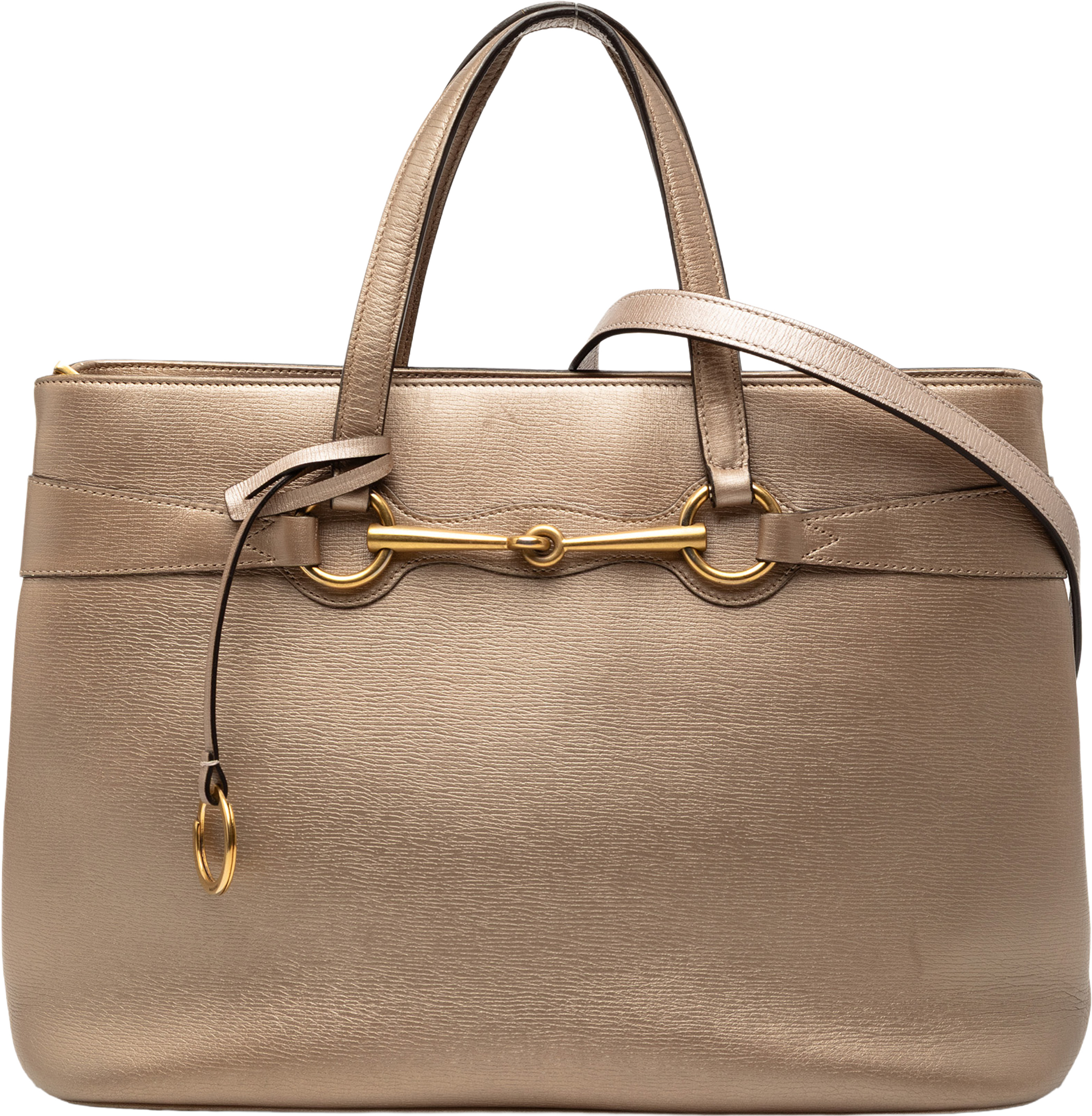 Gucci Leather Bright Bit Satchel, från Luxclusif, i färgen gold. Klicka för att öppna bilden i stort format