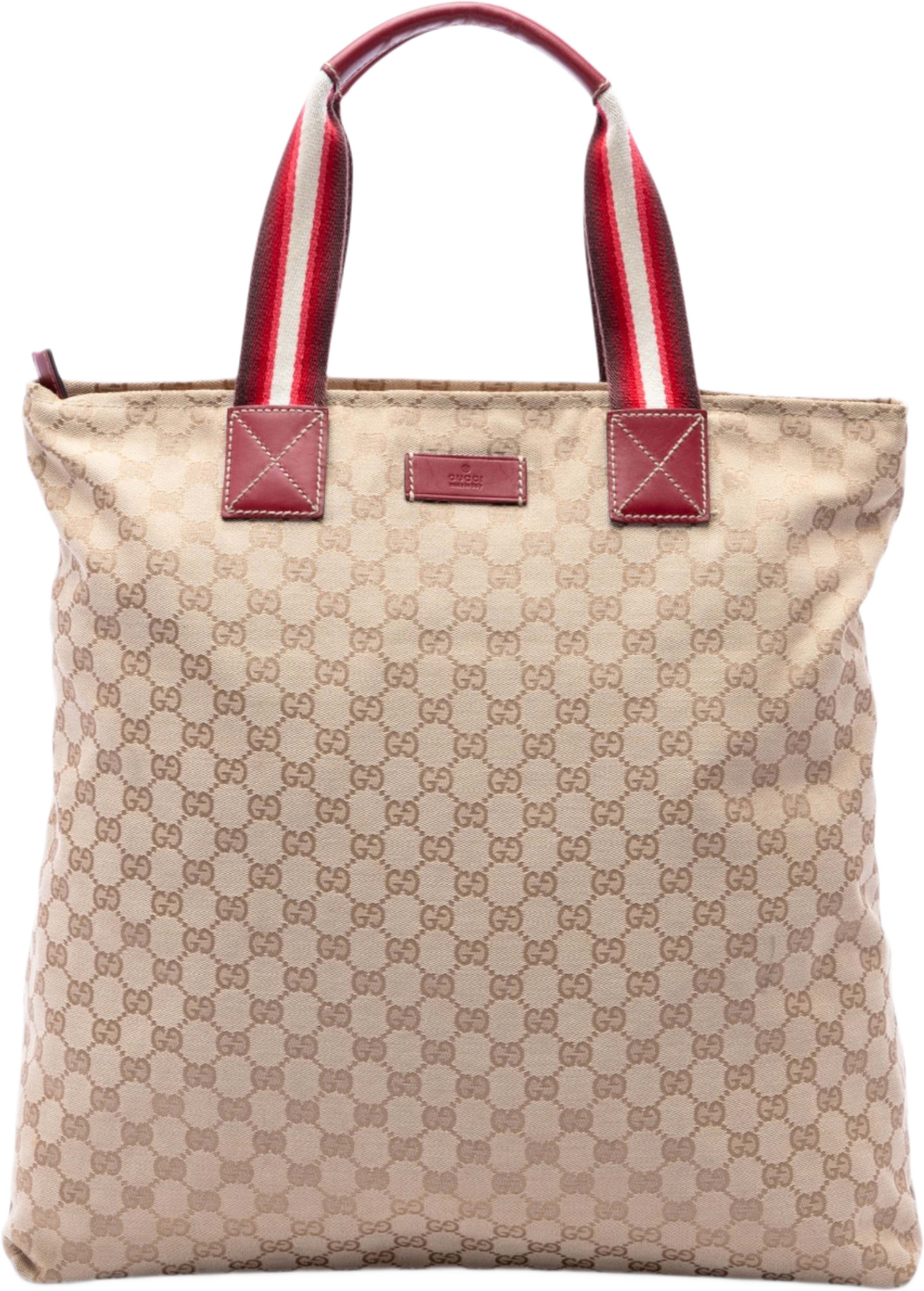Gucci Gg Canvas Web Vertical Tote, från Luxclusif, i färgen beige. Klicka för att öppna bilden i stort format