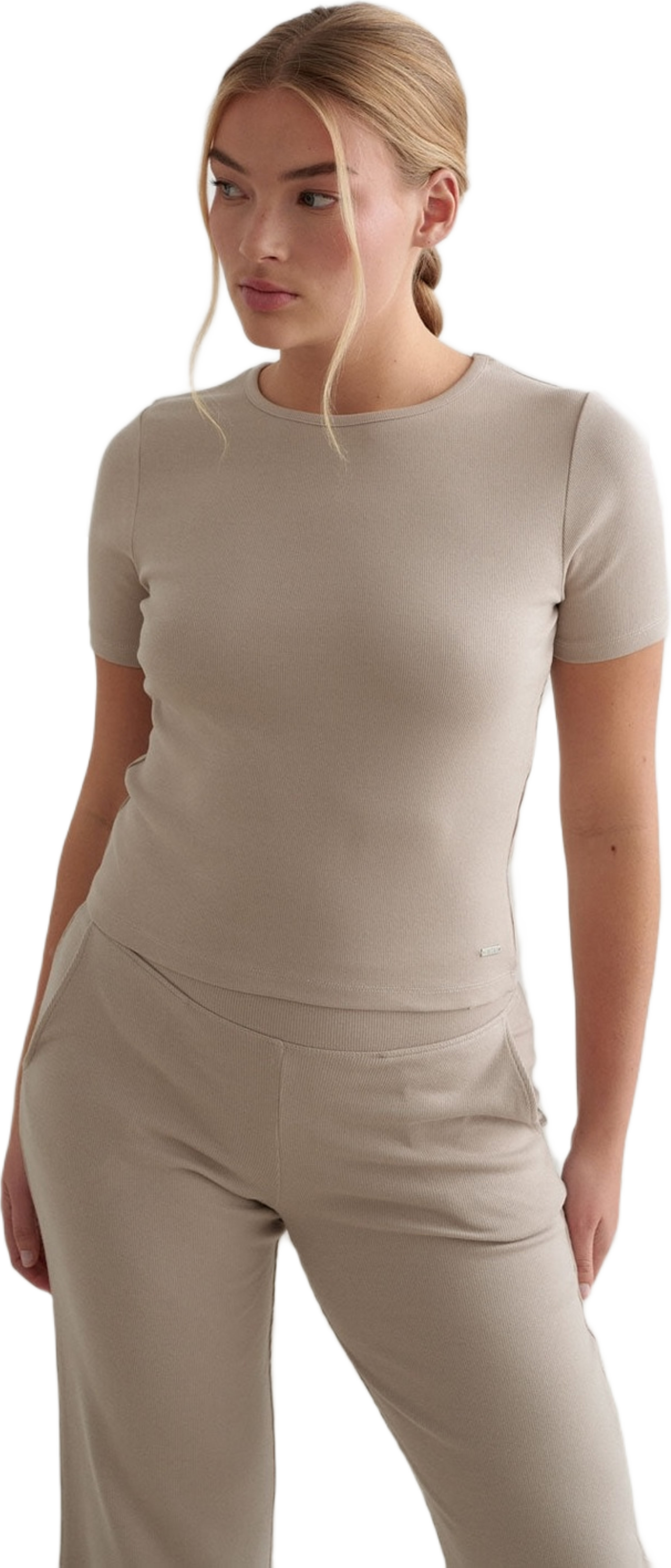 Dark Clay Ease Ribbed Short Sleeve
