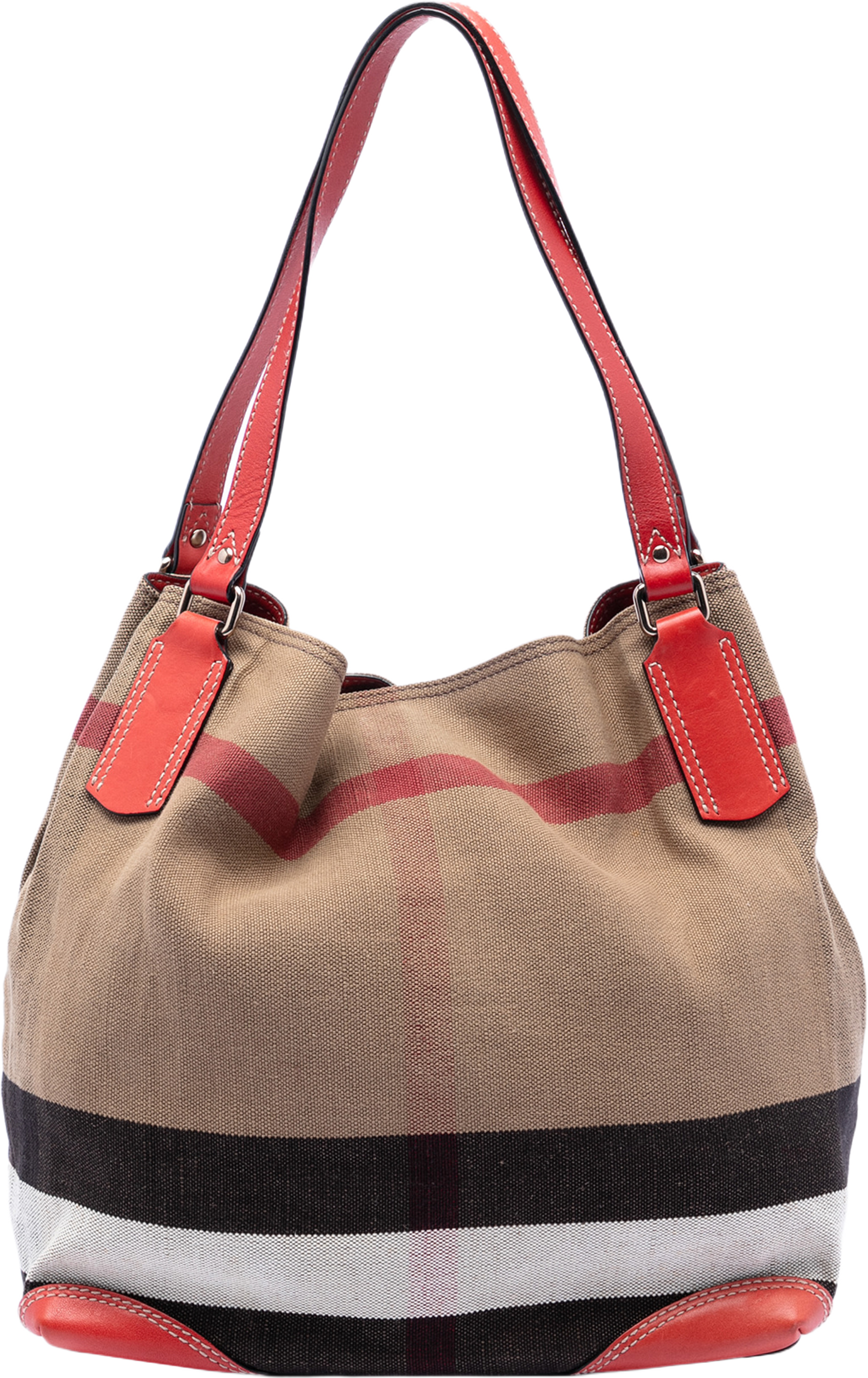 Burberry Mega Check Canvas Maidstone Tote, från Luxclusif, i färgen light brown. Klicka för att öppna bilden i stort format