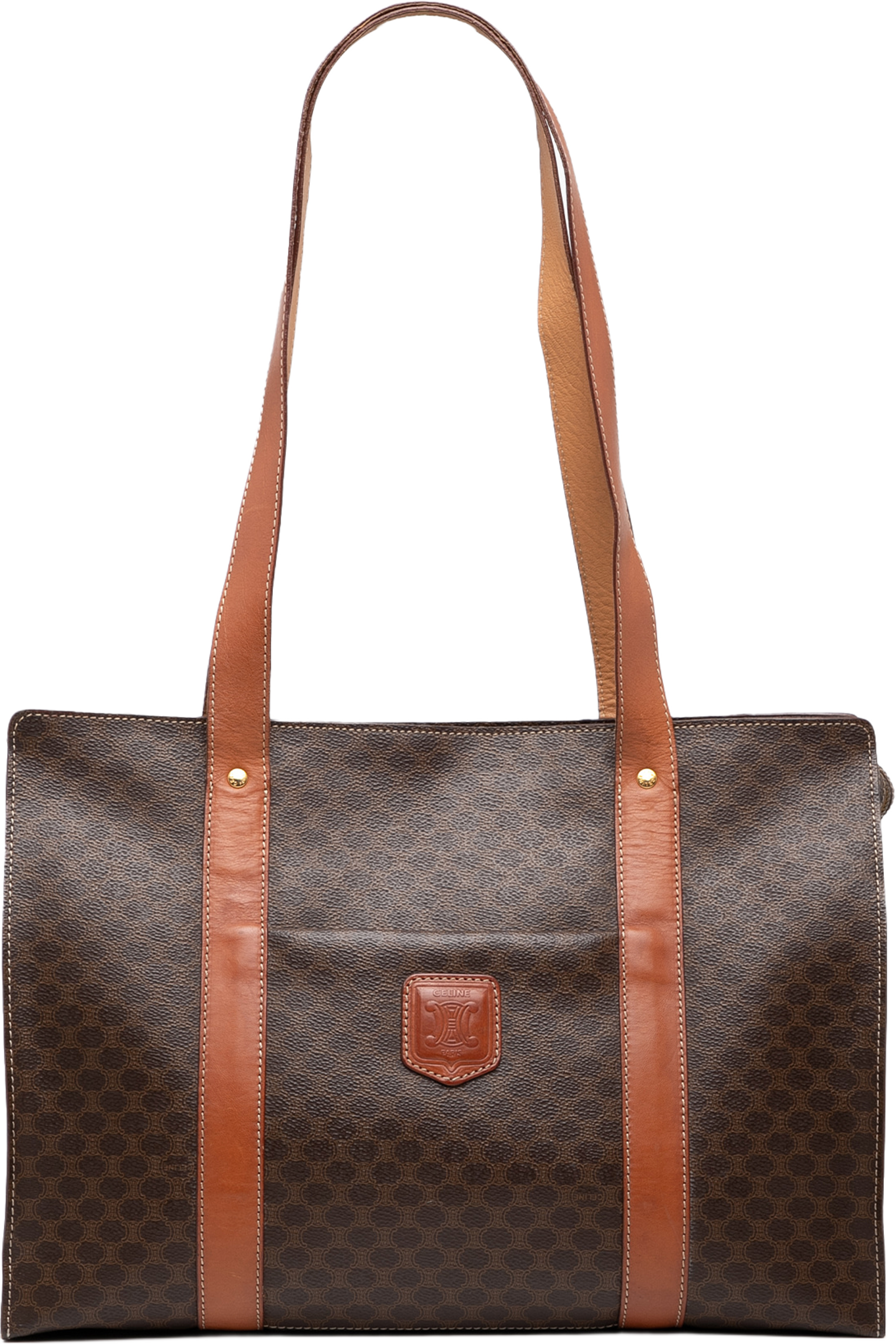 Celine Macadam Coated Canvas Tote, från Luxclusif, i färgen brown. Klicka för att öppna bilden i stort format