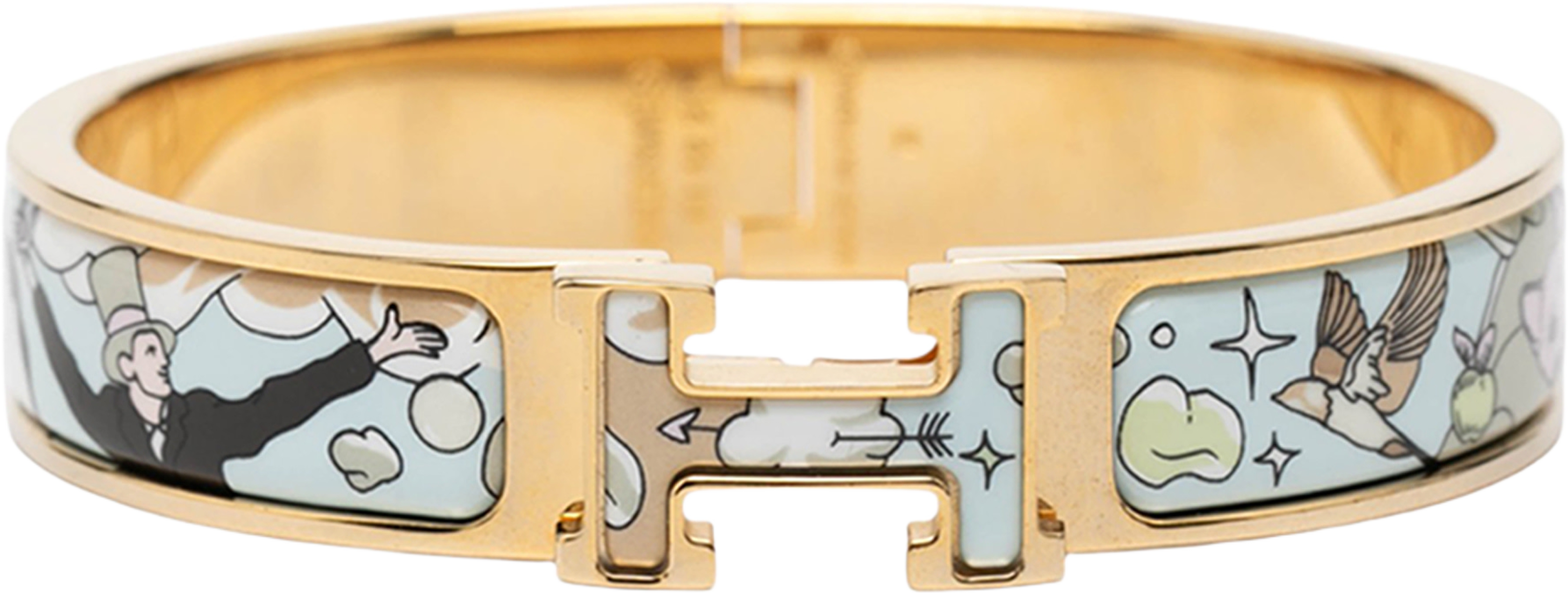 Hermès Narrow Enamel Dans Les Nuages Clic H Bracelet Pm, från Luxclusif, i färgen light blue. Klicka för att öppna bilden i stort format