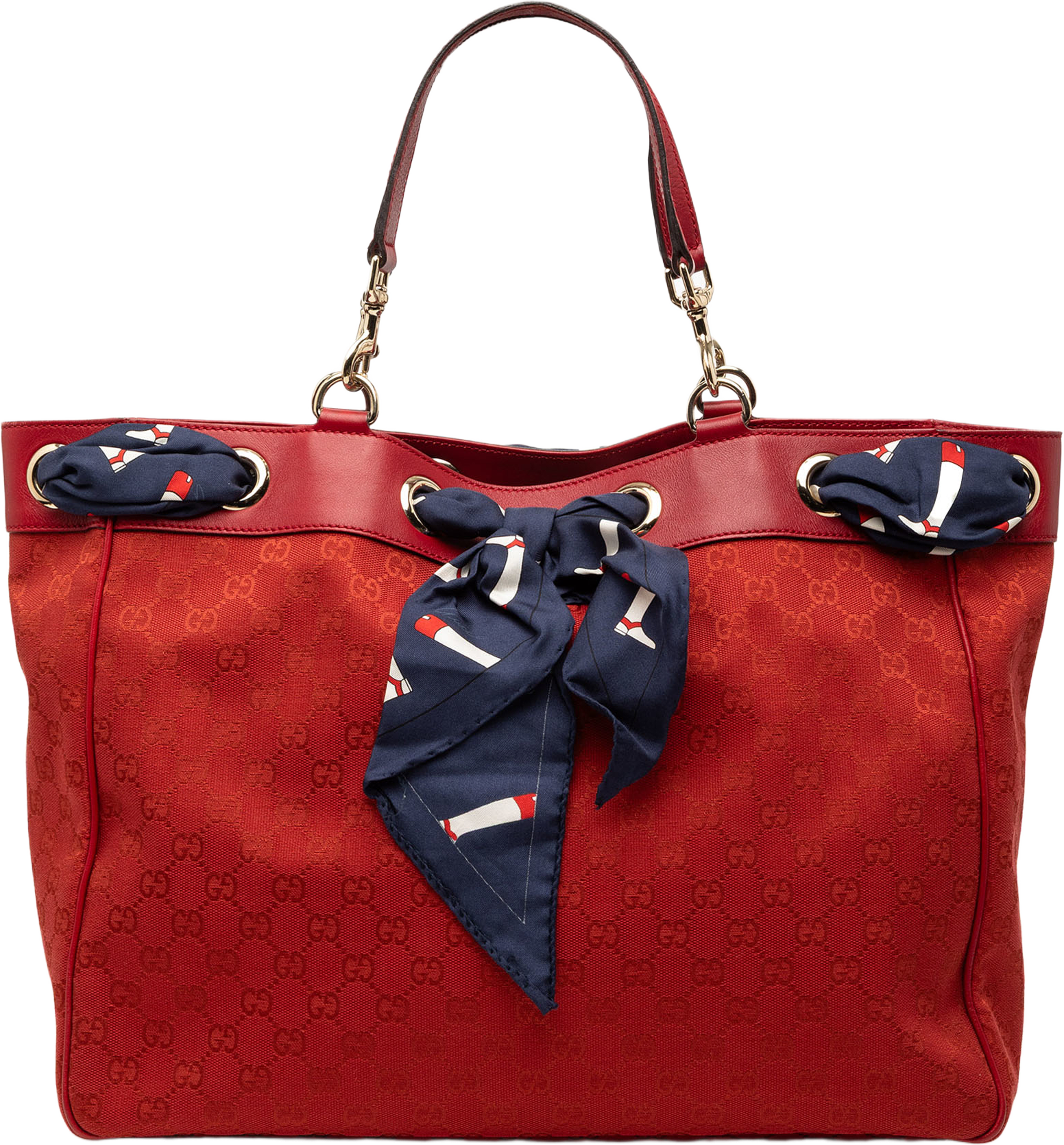 Gucci Large Gg Canvas Positano Tote, från Luxclusif, i färgen red. Klicka för att öppna bilden i stort format