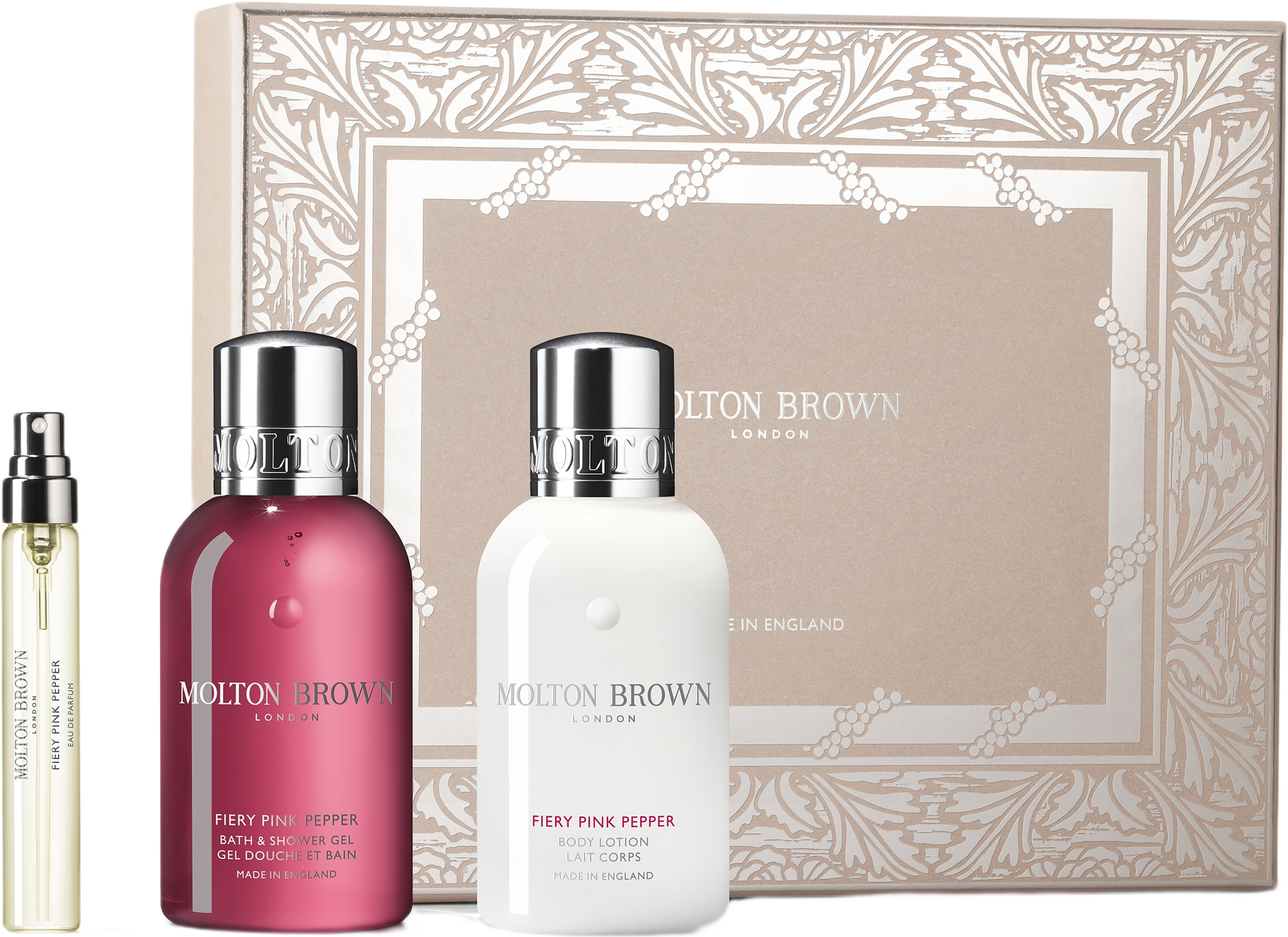 Gift Set Pink Pepper Travel Set - EdP + Shower Gel + Body Lotion, från Molton Brown. Klicka för att öppna bilden i stort format