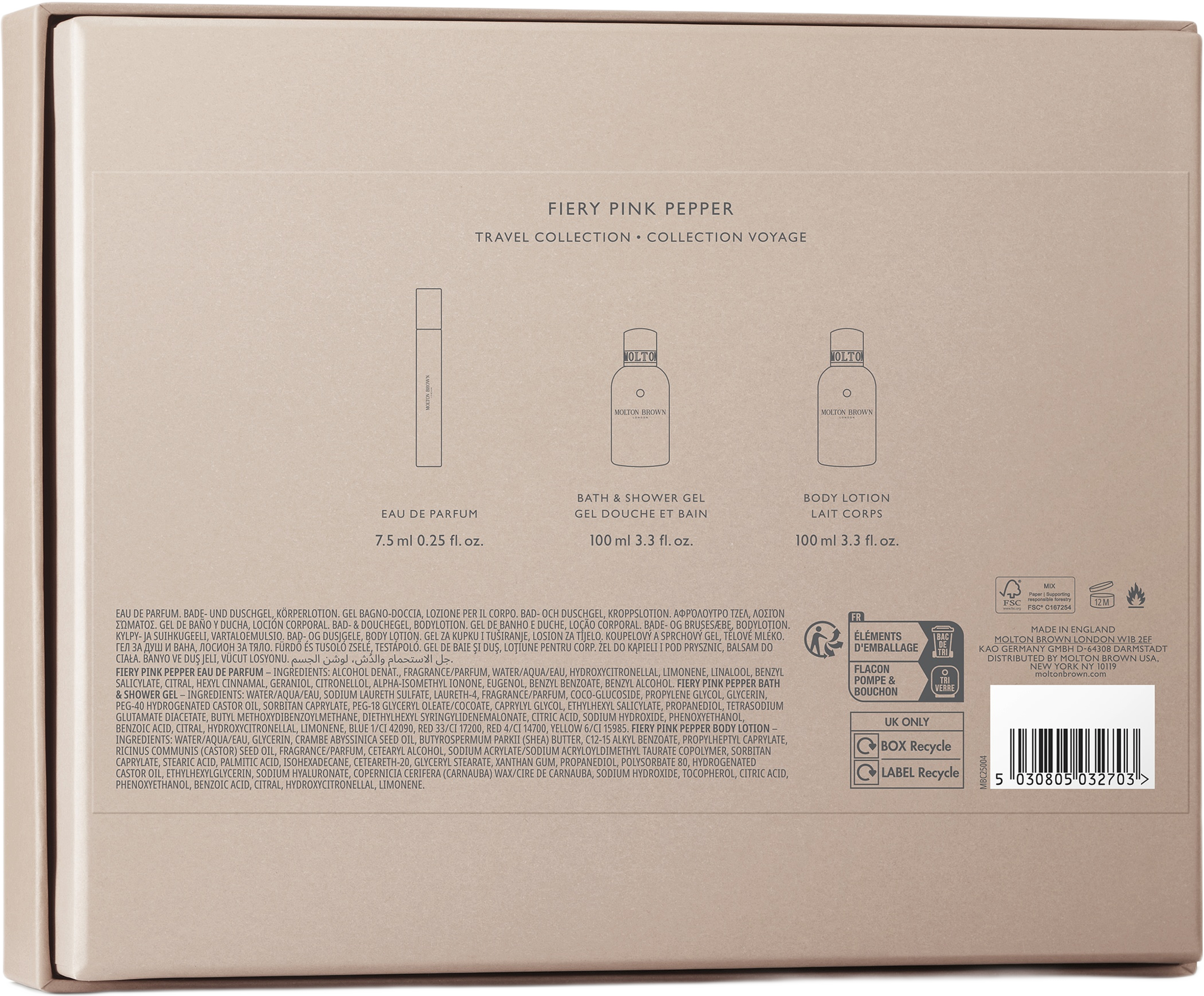 Gift Set Pink Pepper Travel Set - EdP + Shower Gel + Body Lotion, från Molton Brown. Klicka för att öppna bilden i stort format