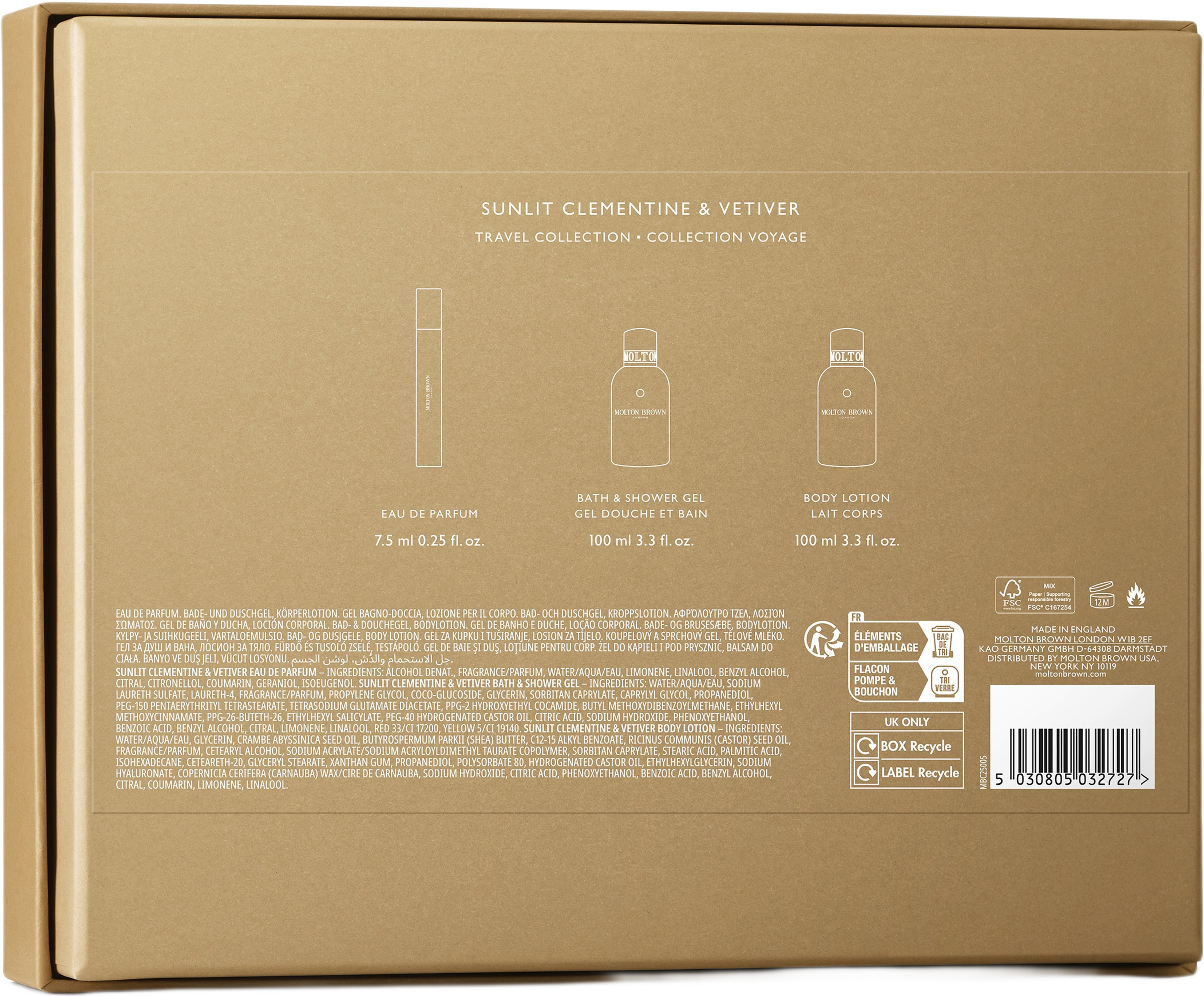 Gift Set Clementine&Vetiver Travel Set EdP +Shower Gel+Body Lotion, från Molton Brown. Klicka för att öppna bilden i stort format