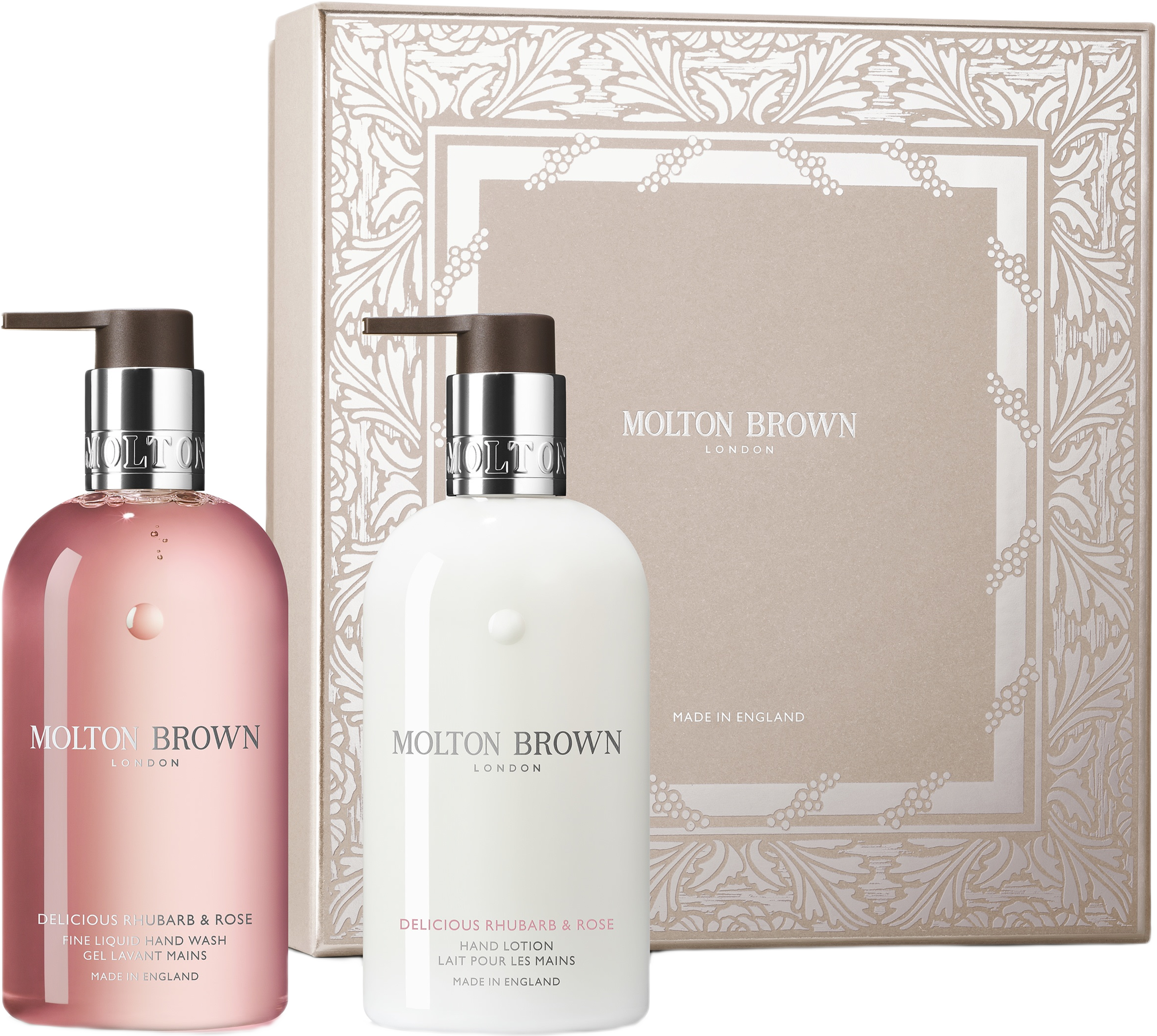 Gift Set Rhubarb & Rose Hand Care Collection - Hand Wash + Hand Lotion, från Molton Brown. Klicka för att öppna bilden i stort format