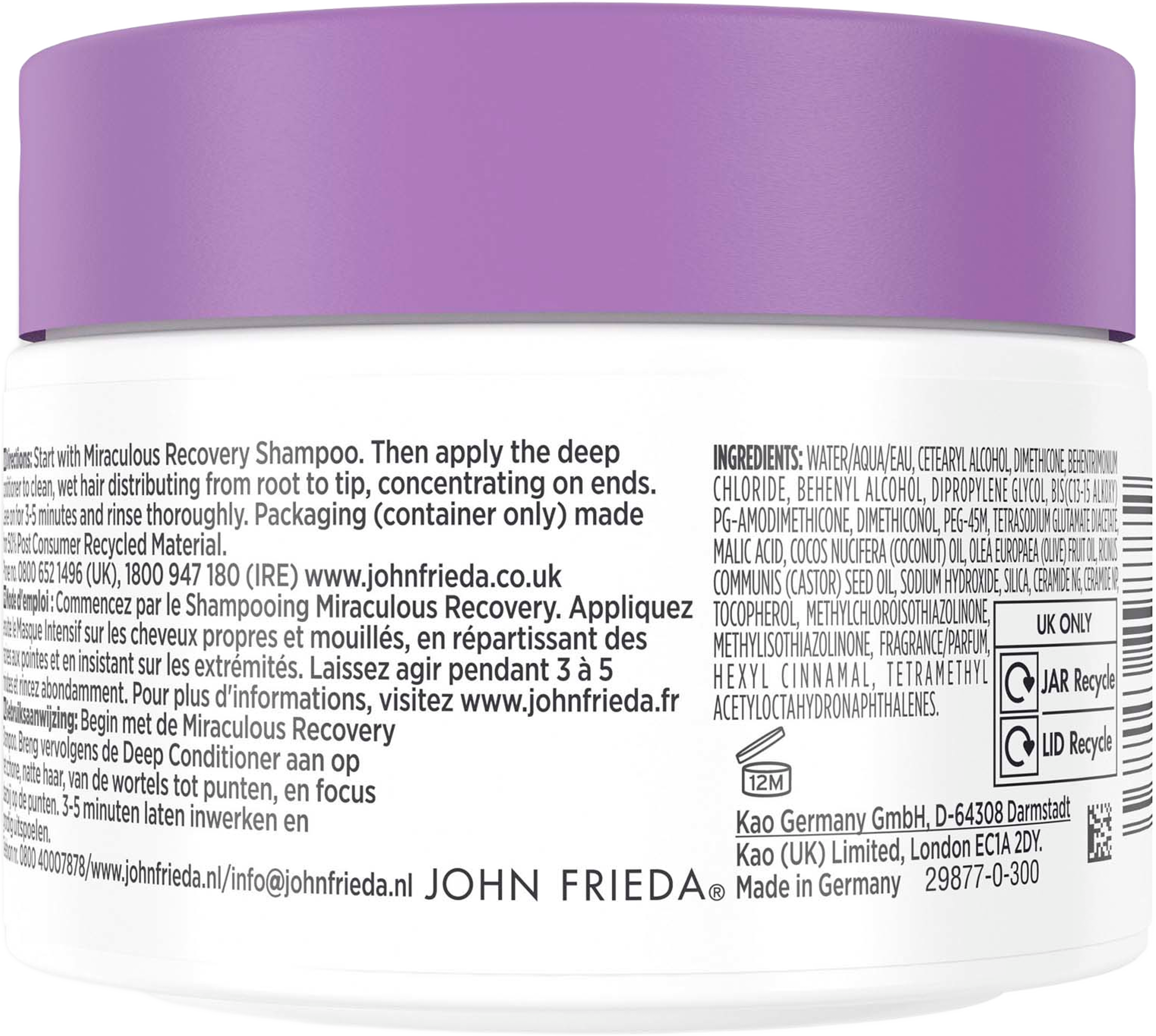 Frizz Ease Miraculous Recovery Deep Conditioner, från John Frieda. Klicka för att öppna bilden i stort format