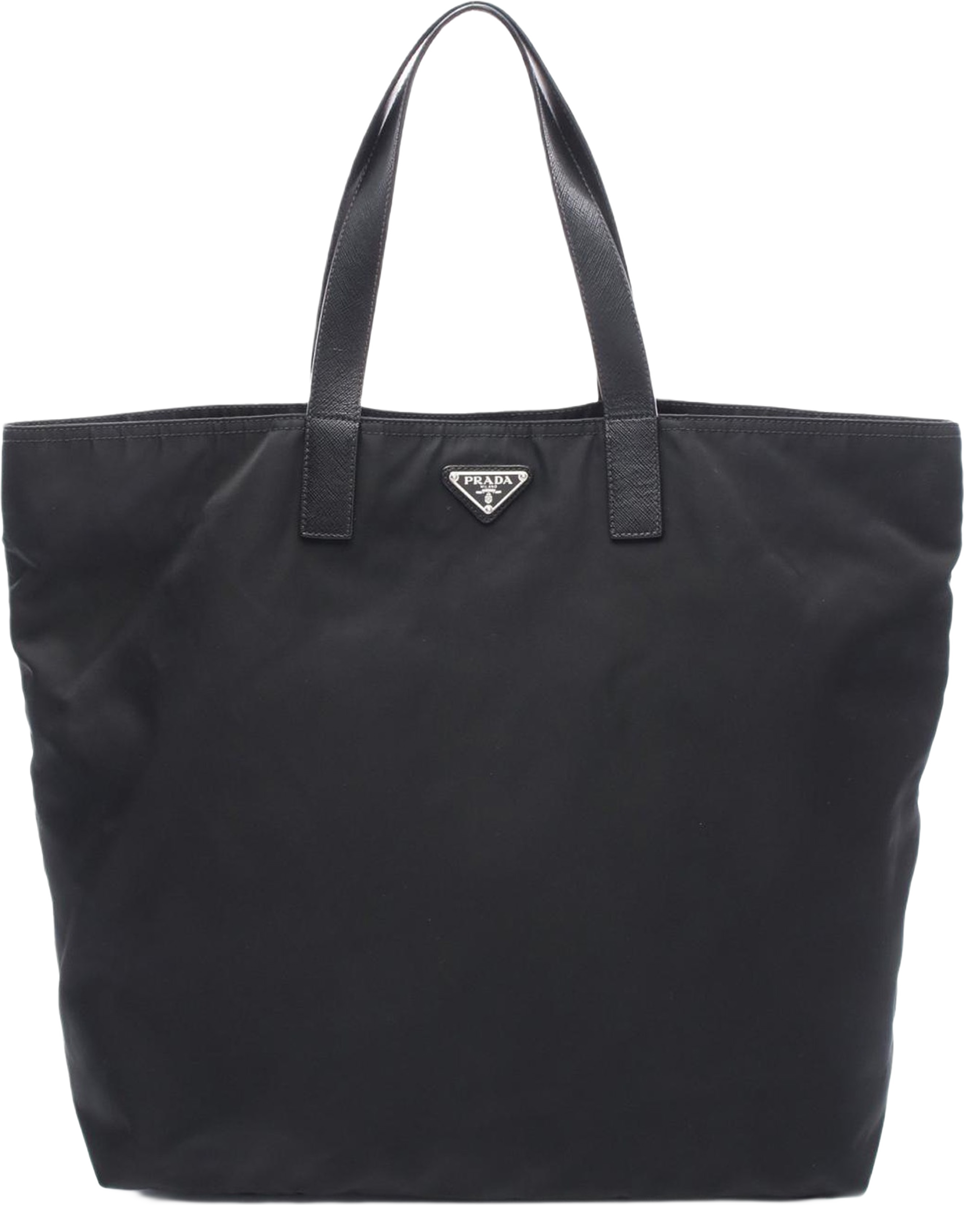 Prada Saffiano Trimmed Tessuto Tote, från Luxclusif, i färgen black. Klicka för att öppna bilden i stort format