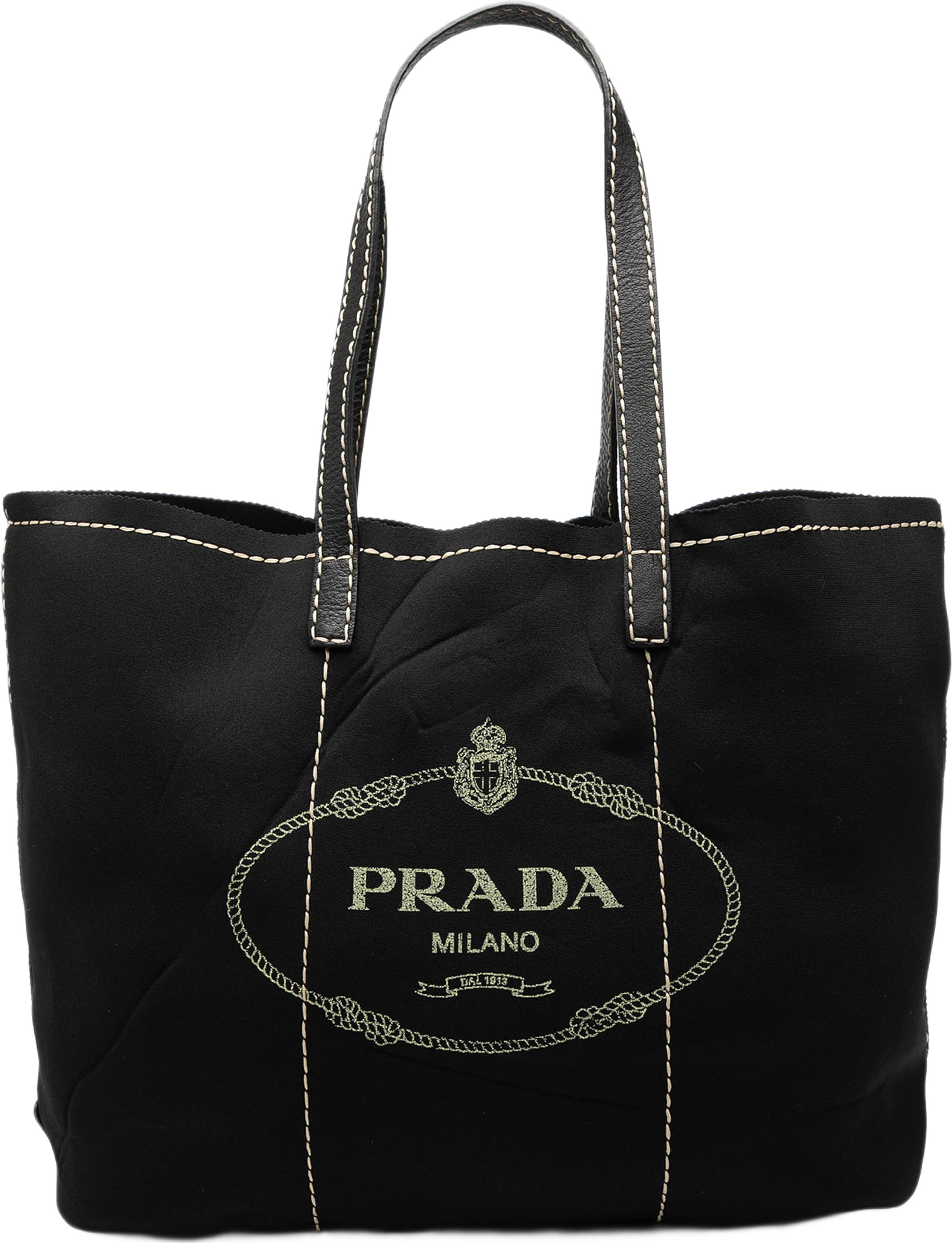 Prada Neoprene Logo Shopping Tote, från Luxclusif, i färgen svart. Klicka för att öppna bilden i stort format